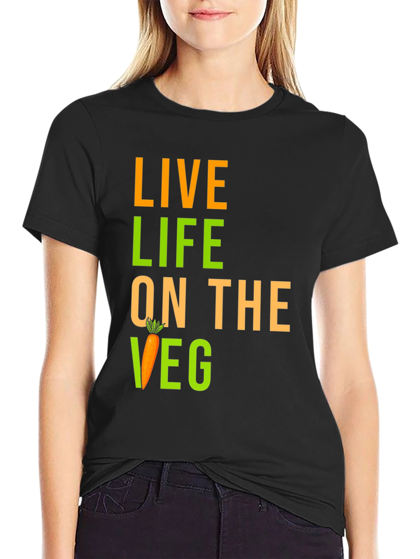 Live Life on the Veg Black Graphic Tee