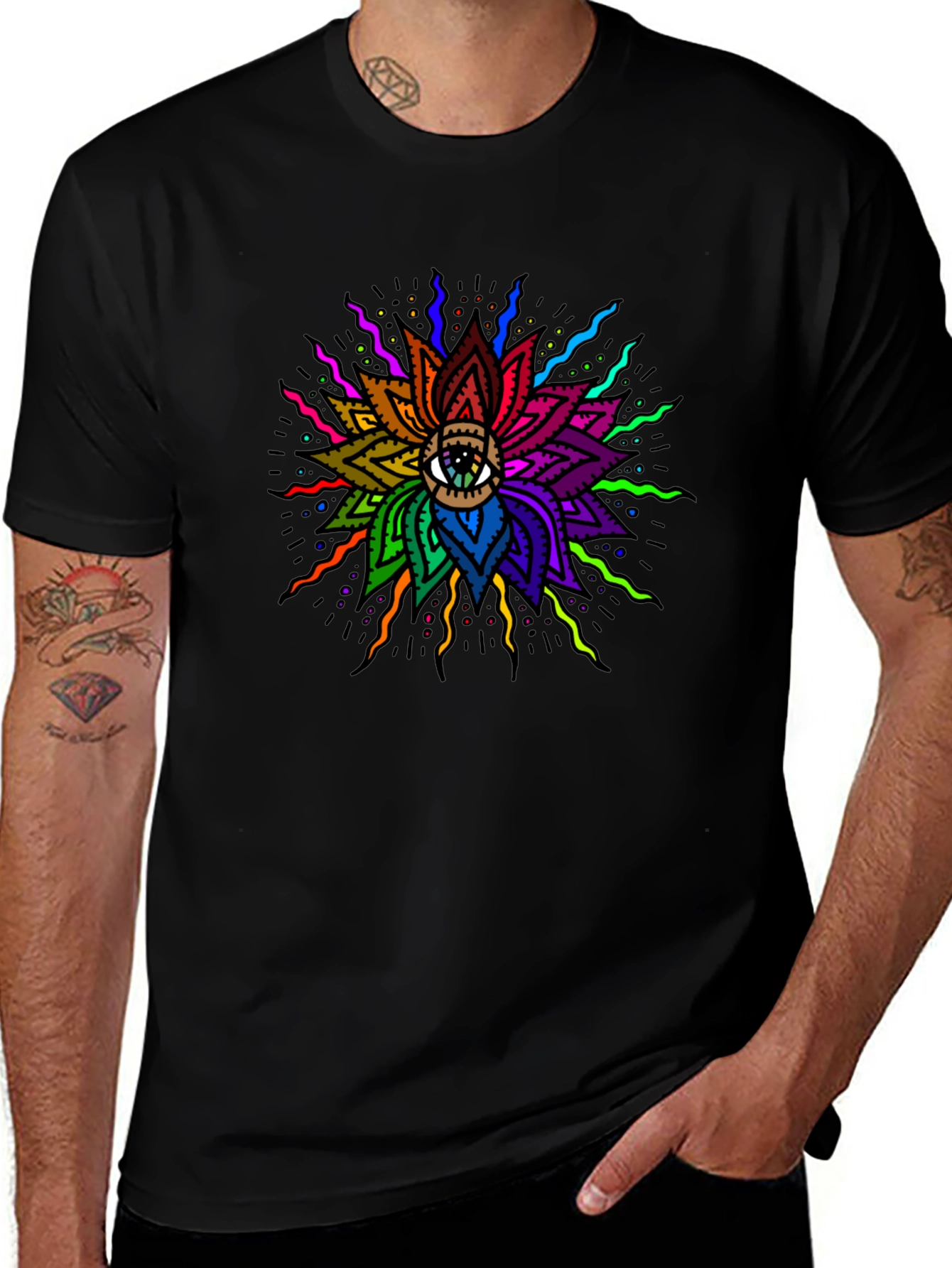 Eye of the Lotus Graphic T-Shirt - Mens Black Tee
