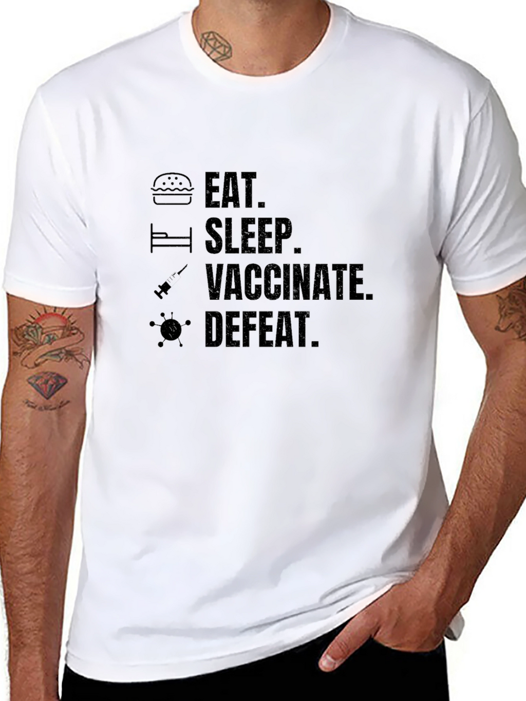 Eat Sleep Vaccinate Defeat Graphic Tee