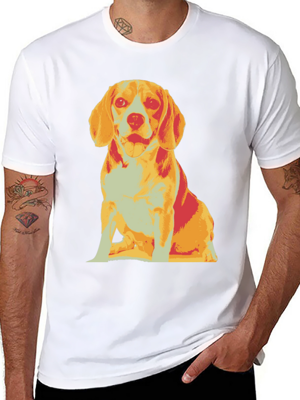 Dog Graphic T-Shirt Black Crew Neck Casual Style