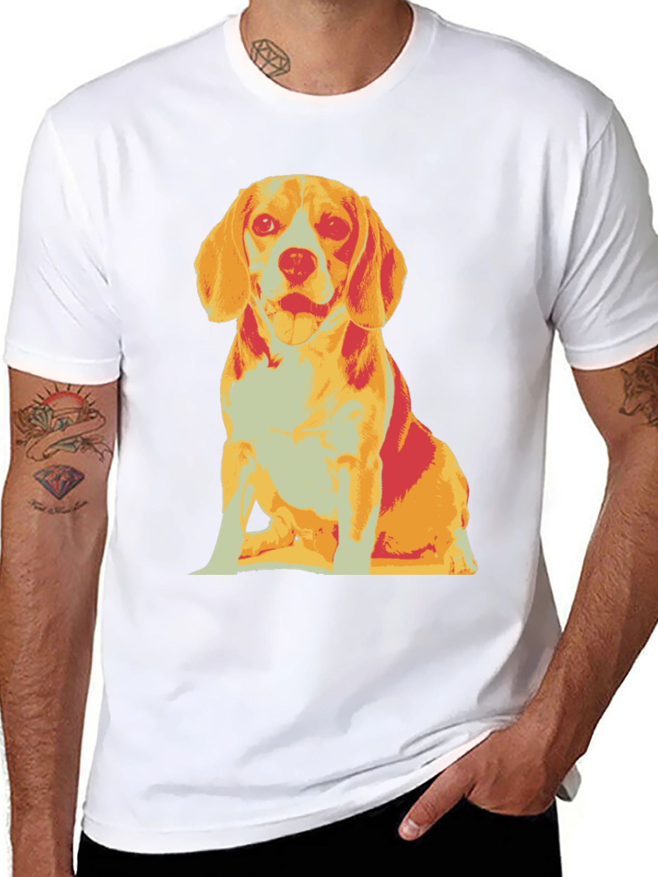 Dog Graphic T-Shirt Black Crew Neck Casual Style