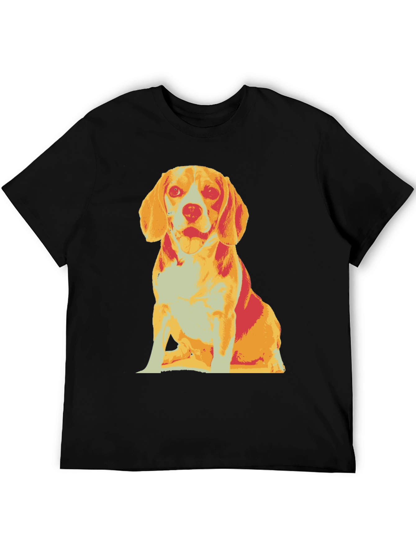 Dog Graphic T-Shirt Black Crew Neck Casual Style