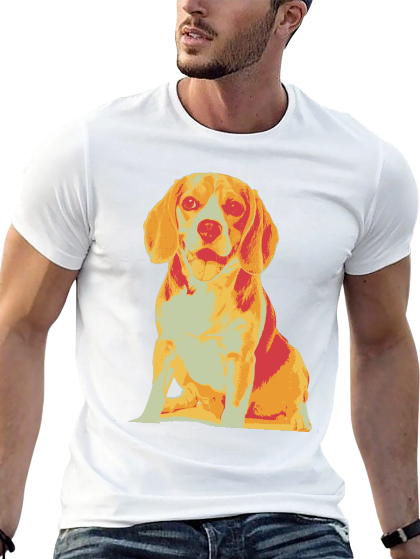 Dog Graphic T-Shirt Black Crew Neck Casual Style