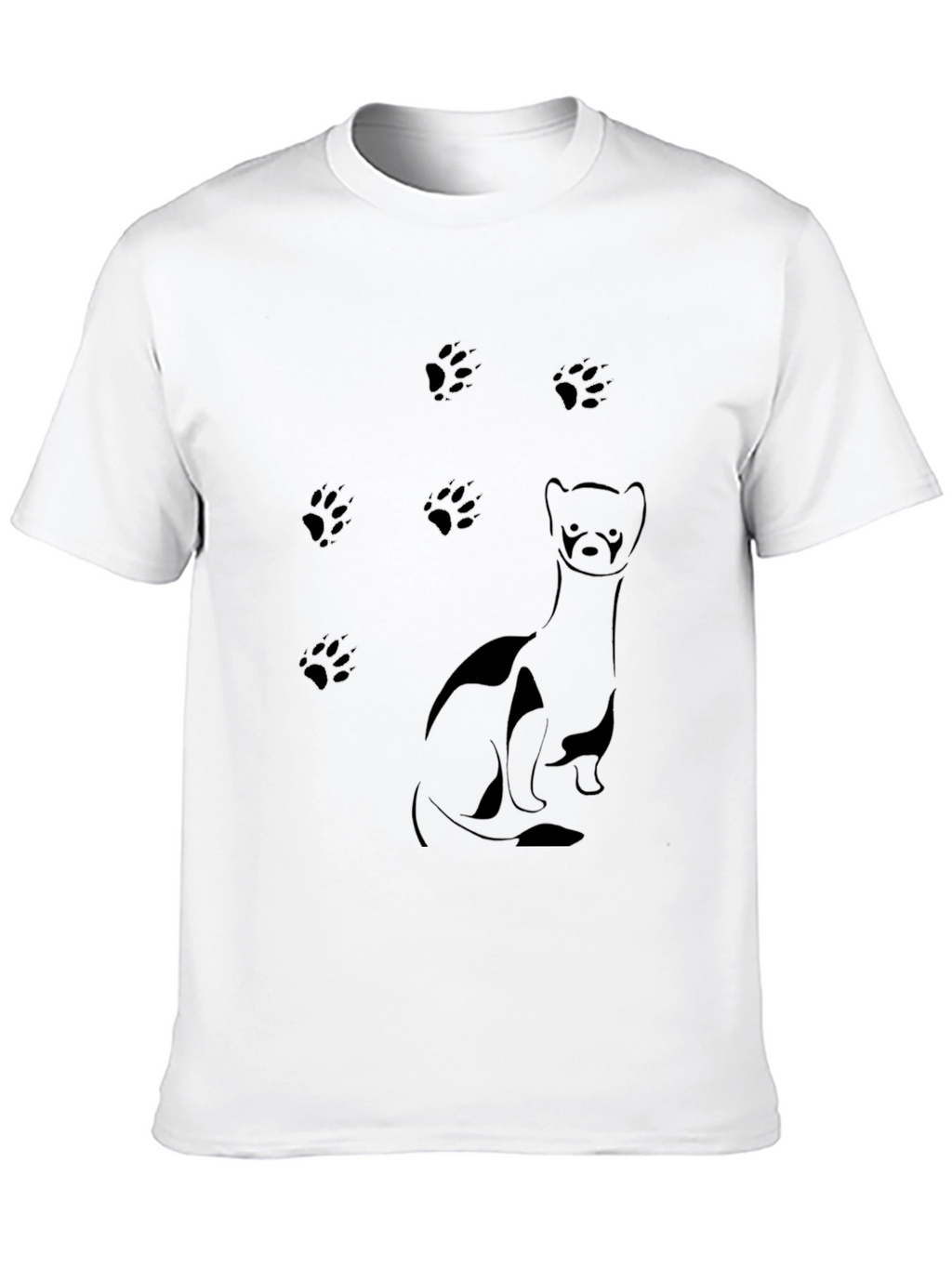 Ferret & Paw Print Black T-Shirt
