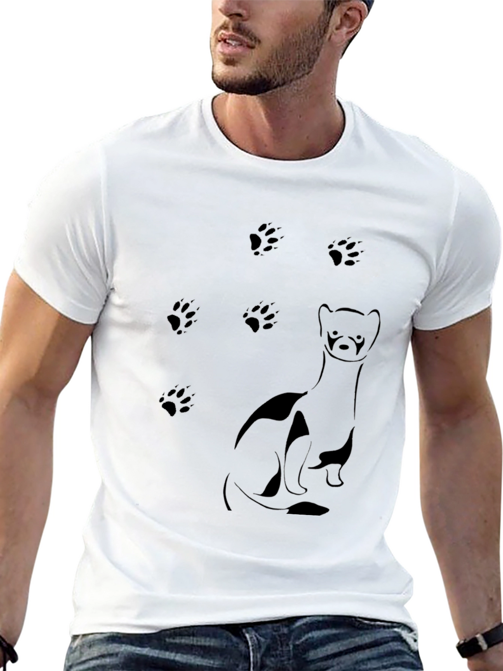 Ferret & Paw Print Black T-Shirt