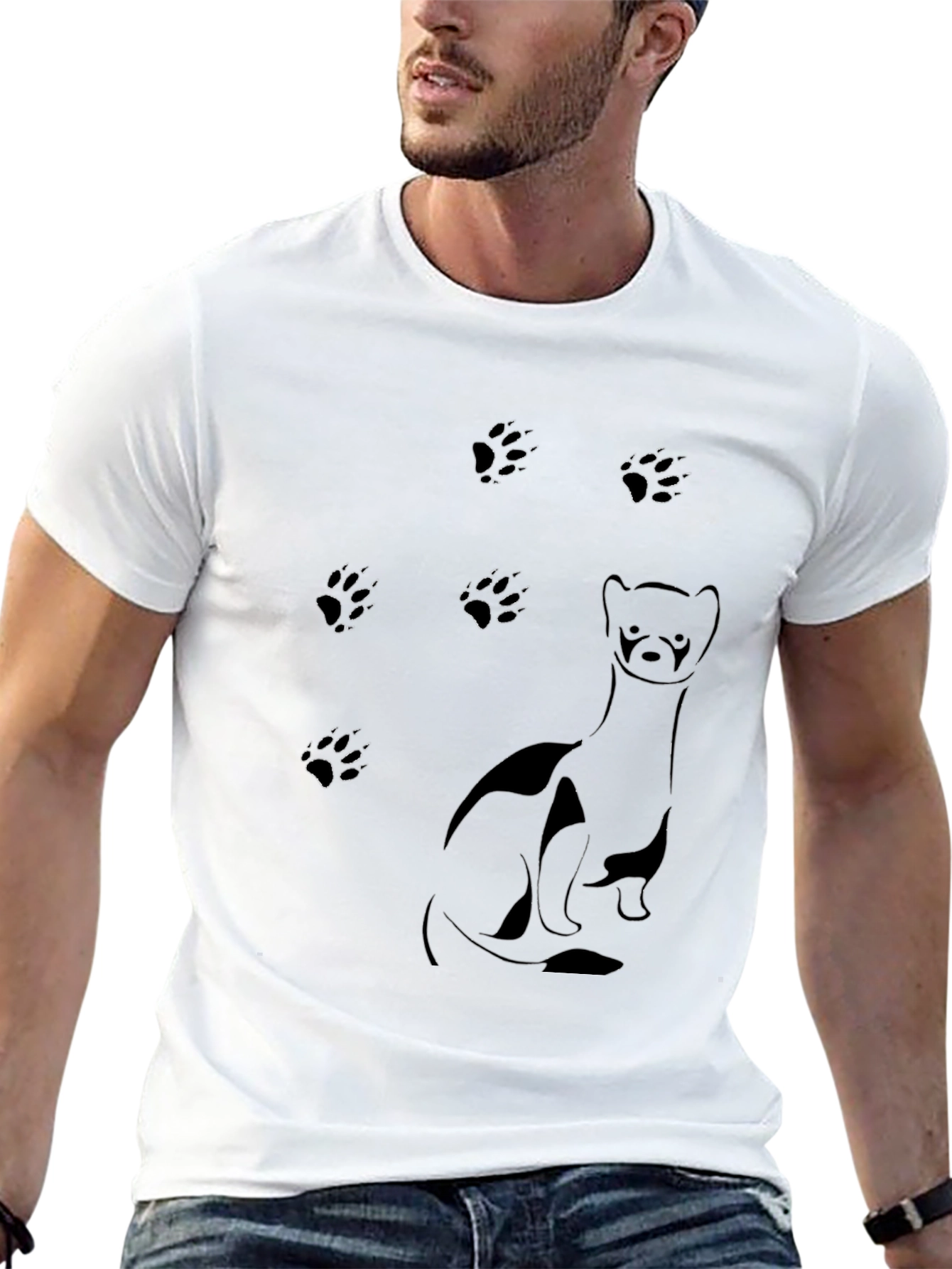 Ferret & Paw Print Black T-Shirt