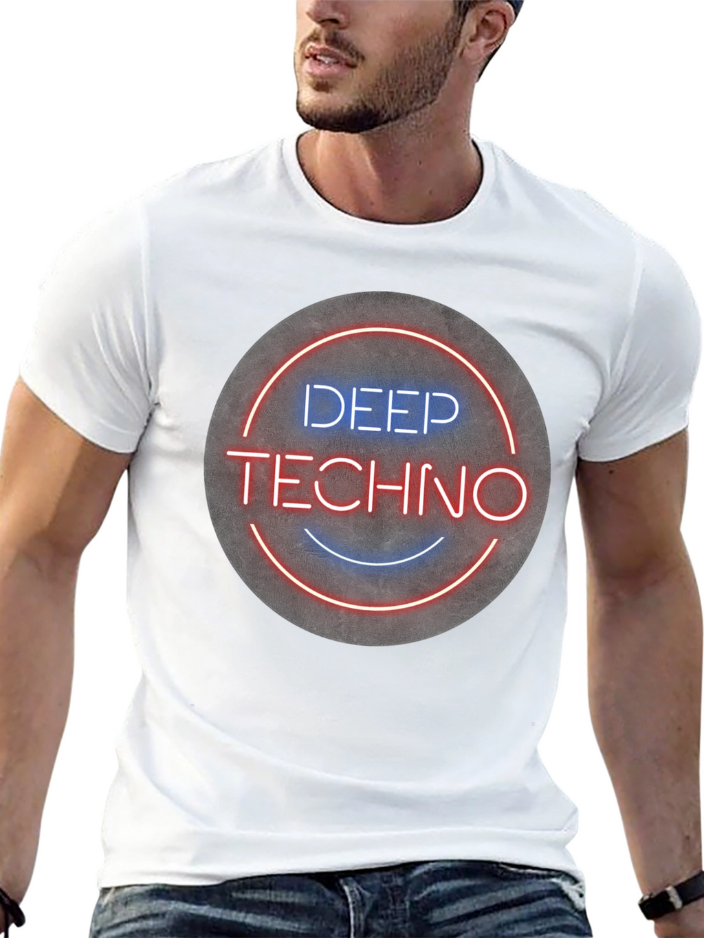Deep Techno T-Shirt - Neon Circle Graphic Tee