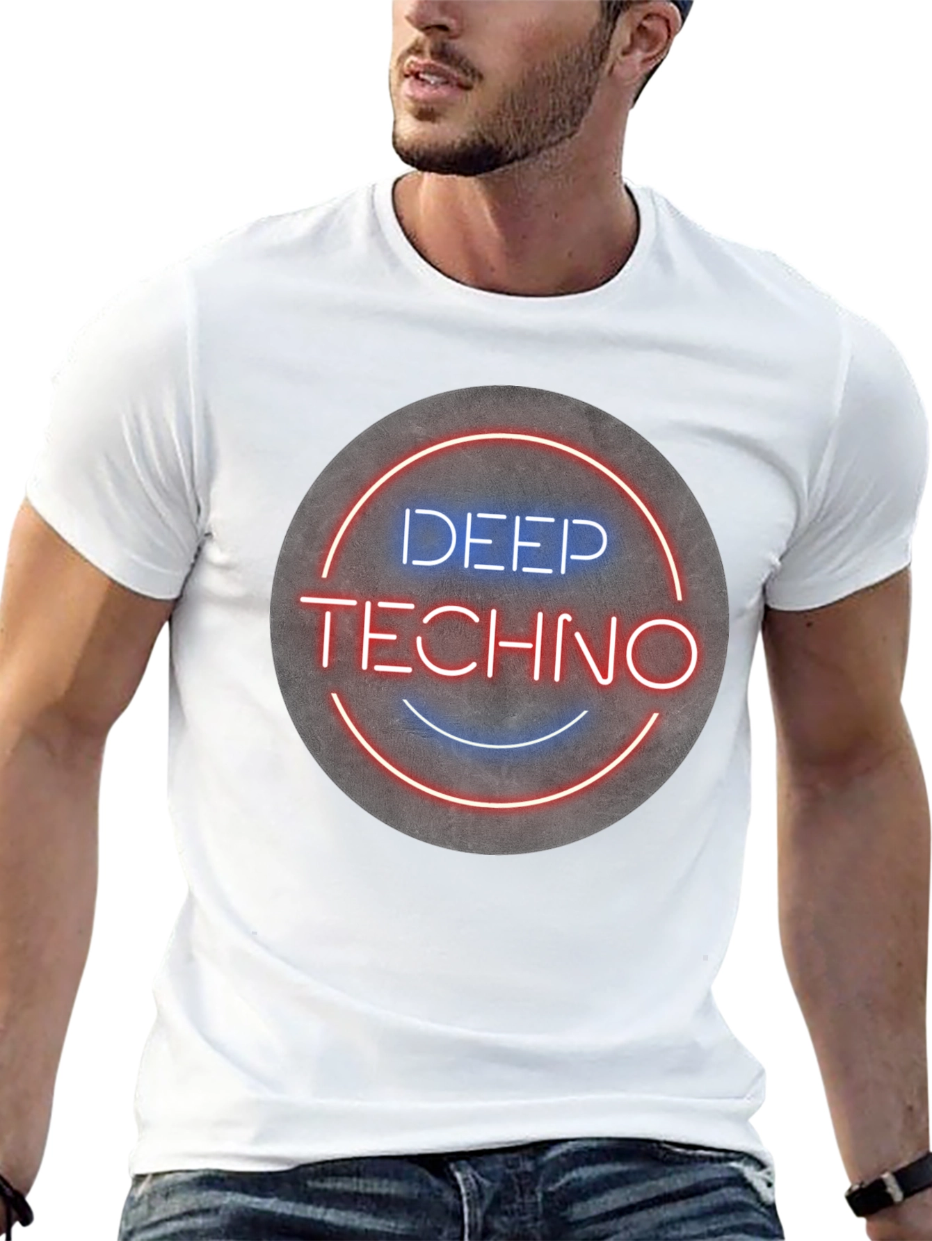 Deep Techno T-Shirt - Neon Circle Graphic Tee