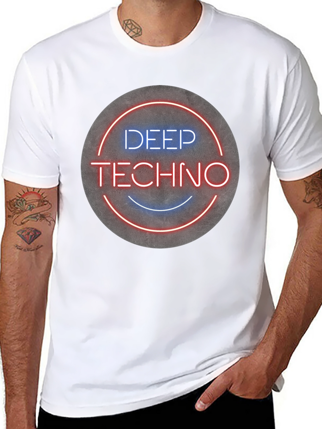 Deep Techno T-Shirt - Neon Circle Graphic Tee