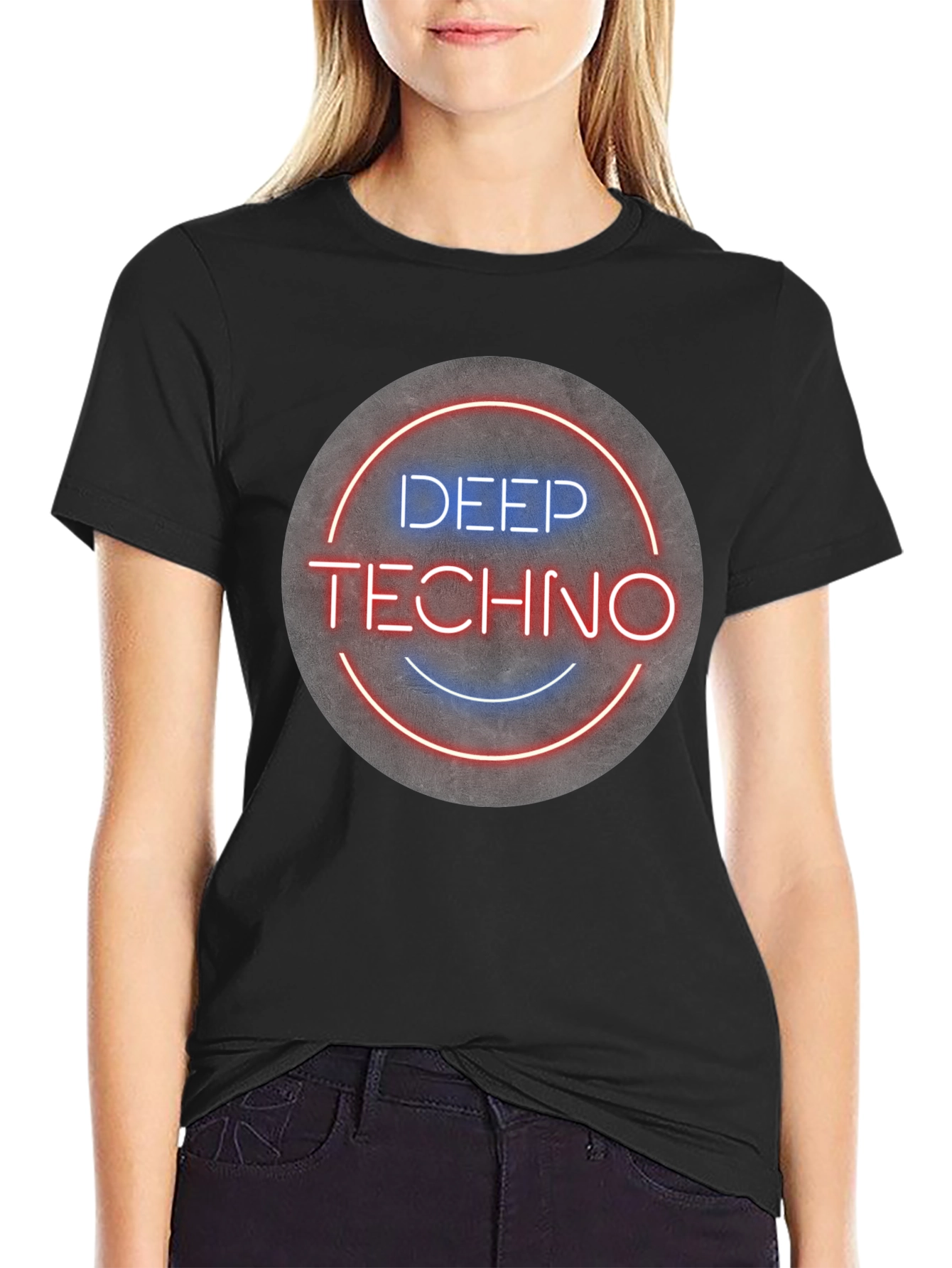 Deep Techno T-Shirt - Neon Circle Graphic Tee