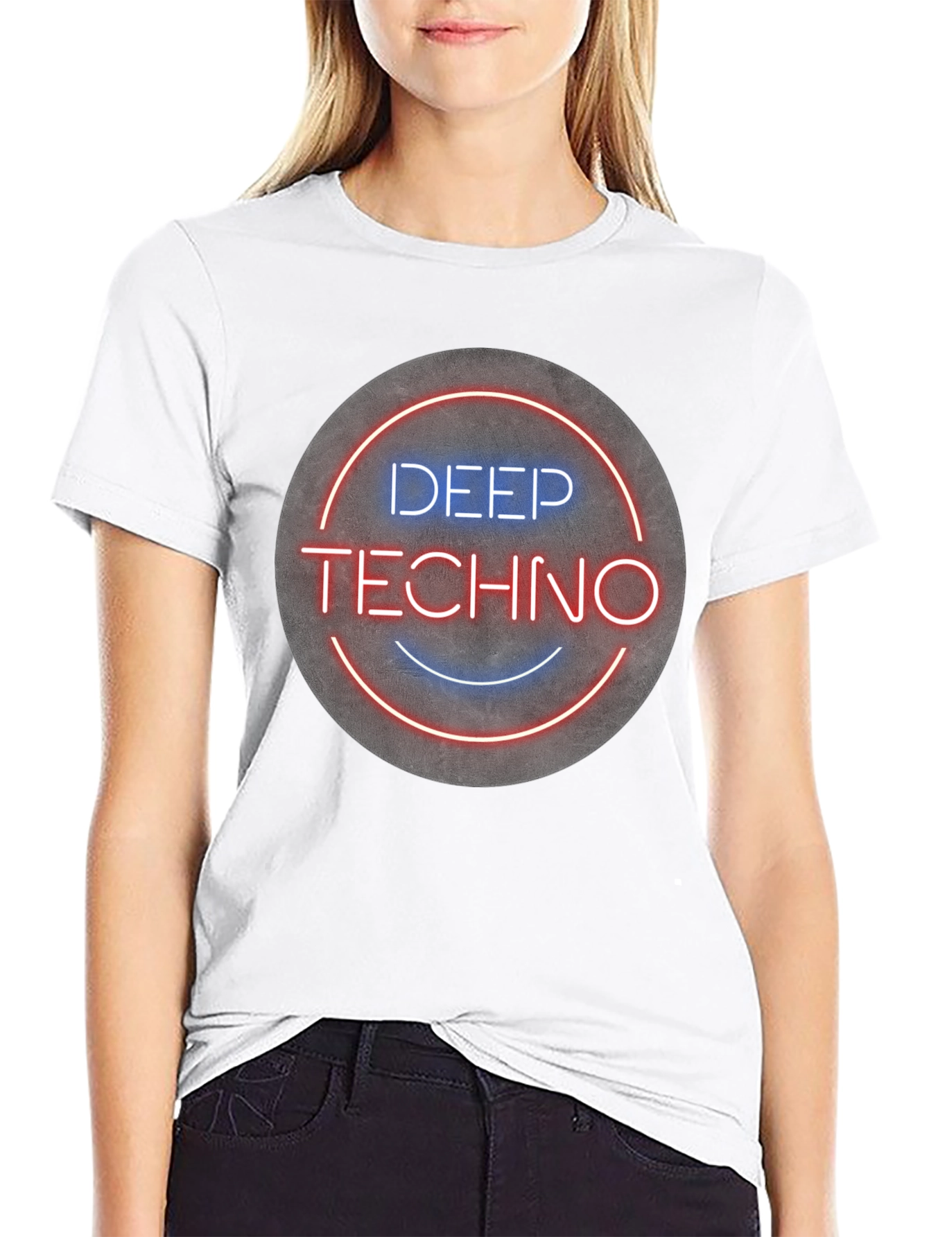 Deep Techno T-Shirt - Neon Circle Graphic Tee