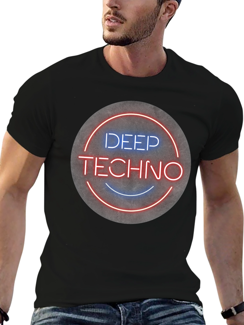Deep Techno T-Shirt - Neon Circle Graphic Tee