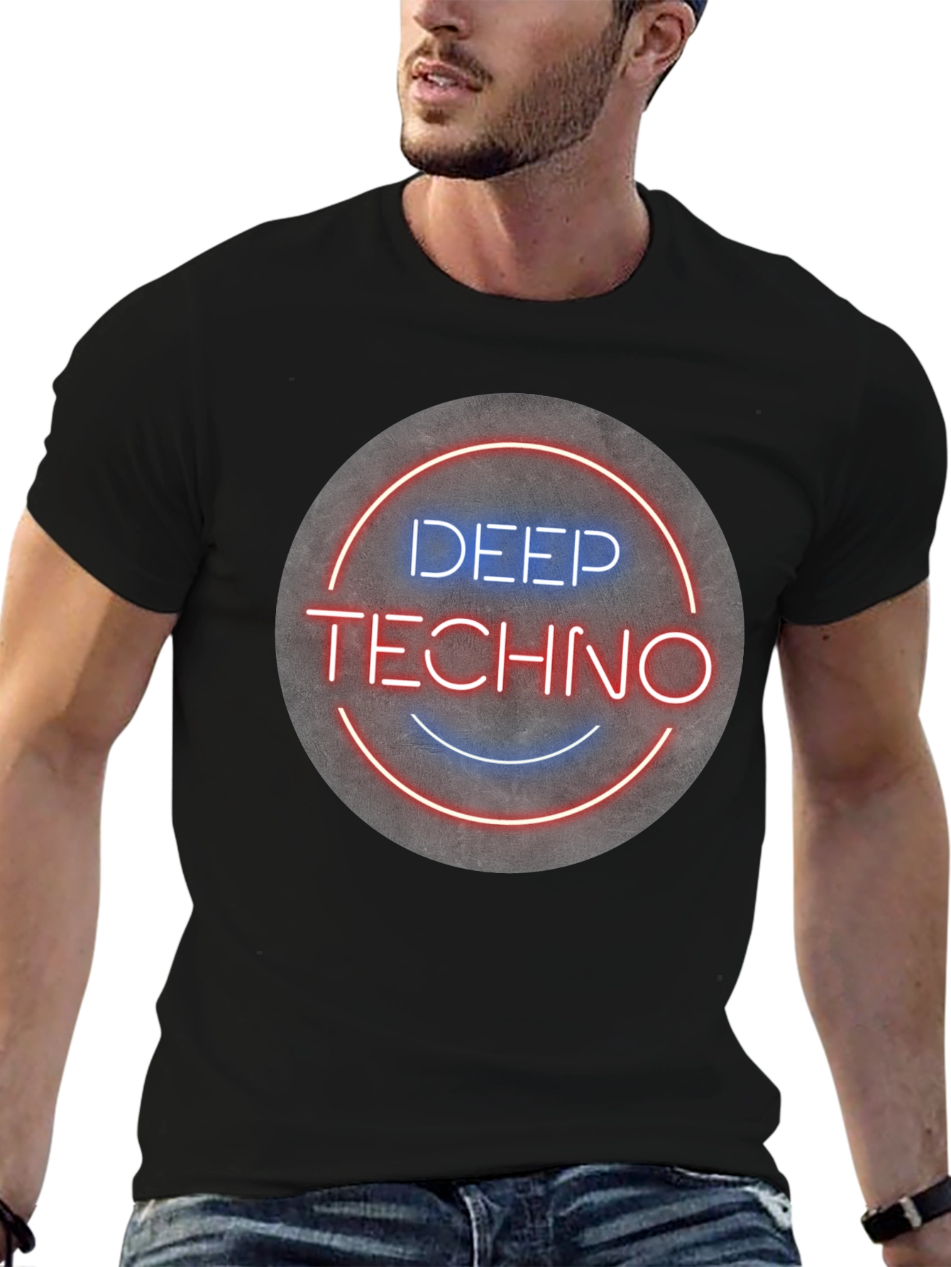 Deep Techno T-Shirt - Neon Circle Graphic Tee