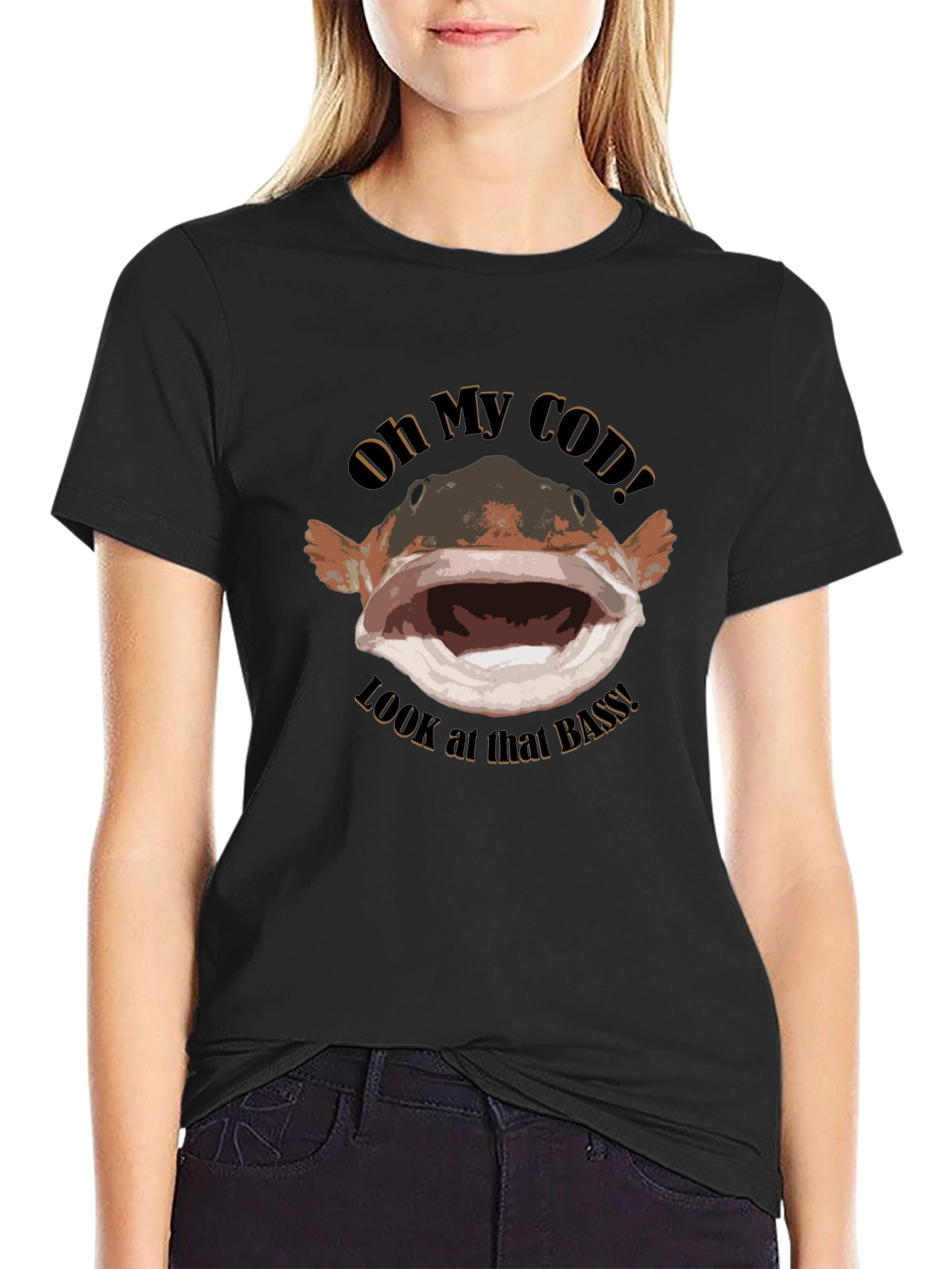Oh My Cod! Mens Graphic T-Shirt Funny Bass Fishing Tee