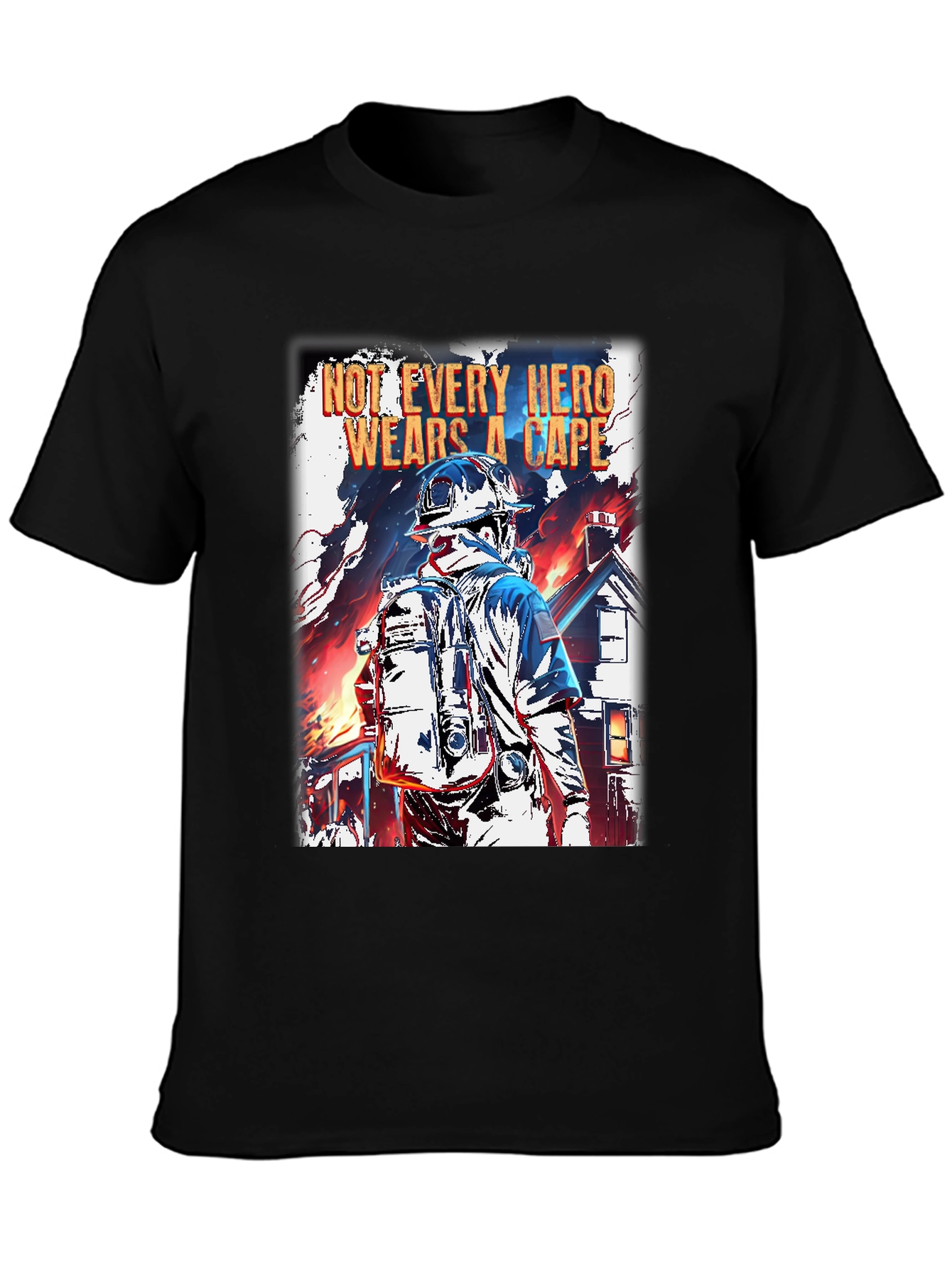 Hero Firefighter Graphic T-Shirt - Black