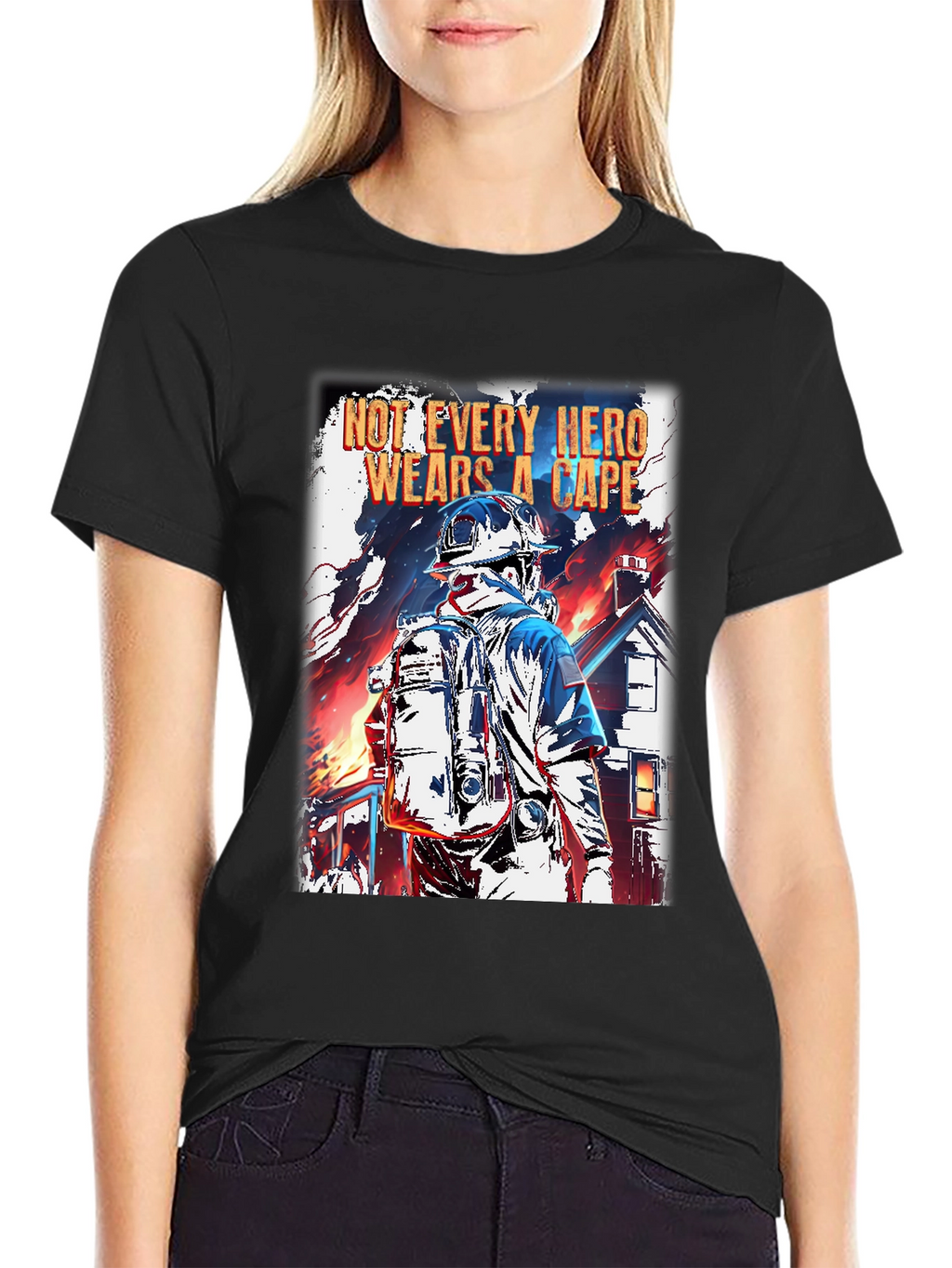 Hero Firefighter Graphic T-Shirt - Black