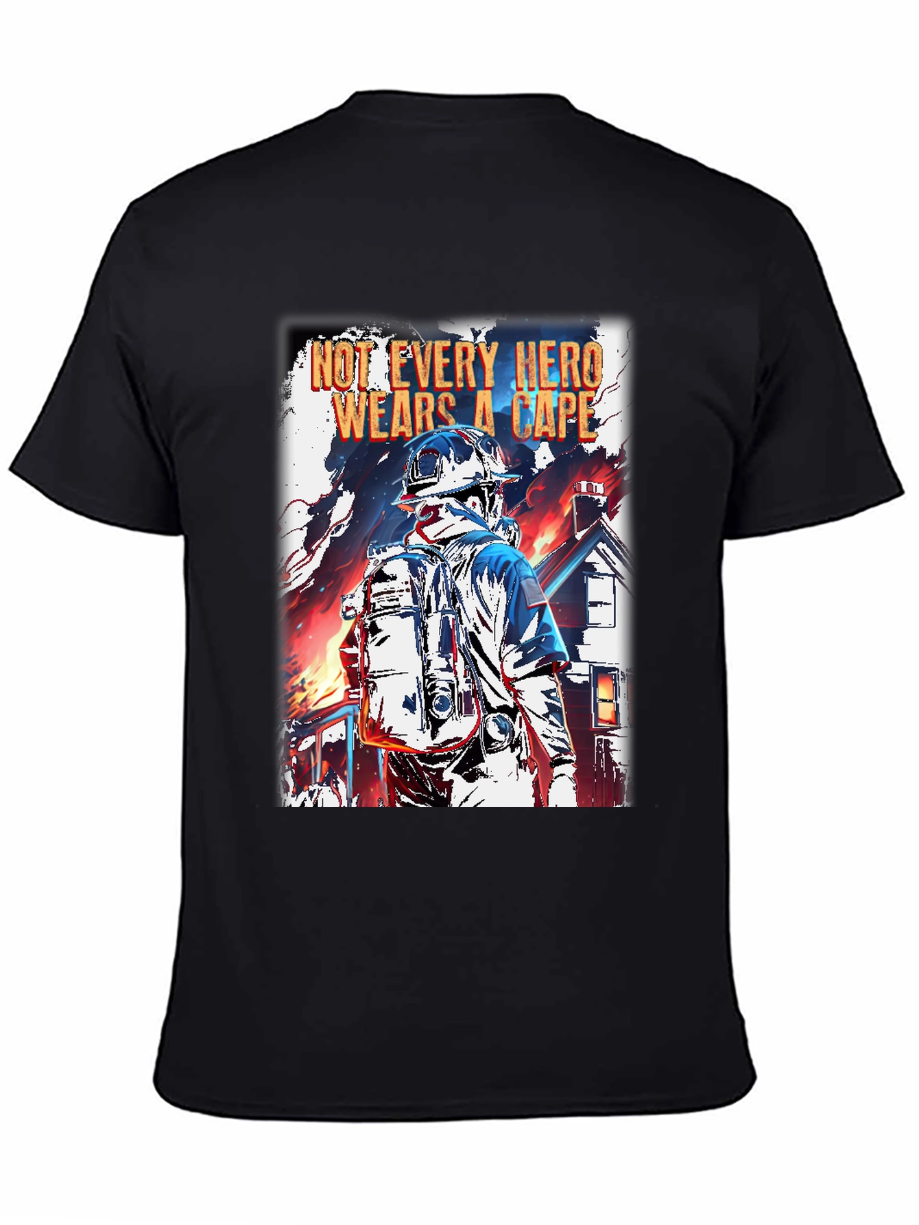 Hero Firefighter Graphic T-Shirt - Black
