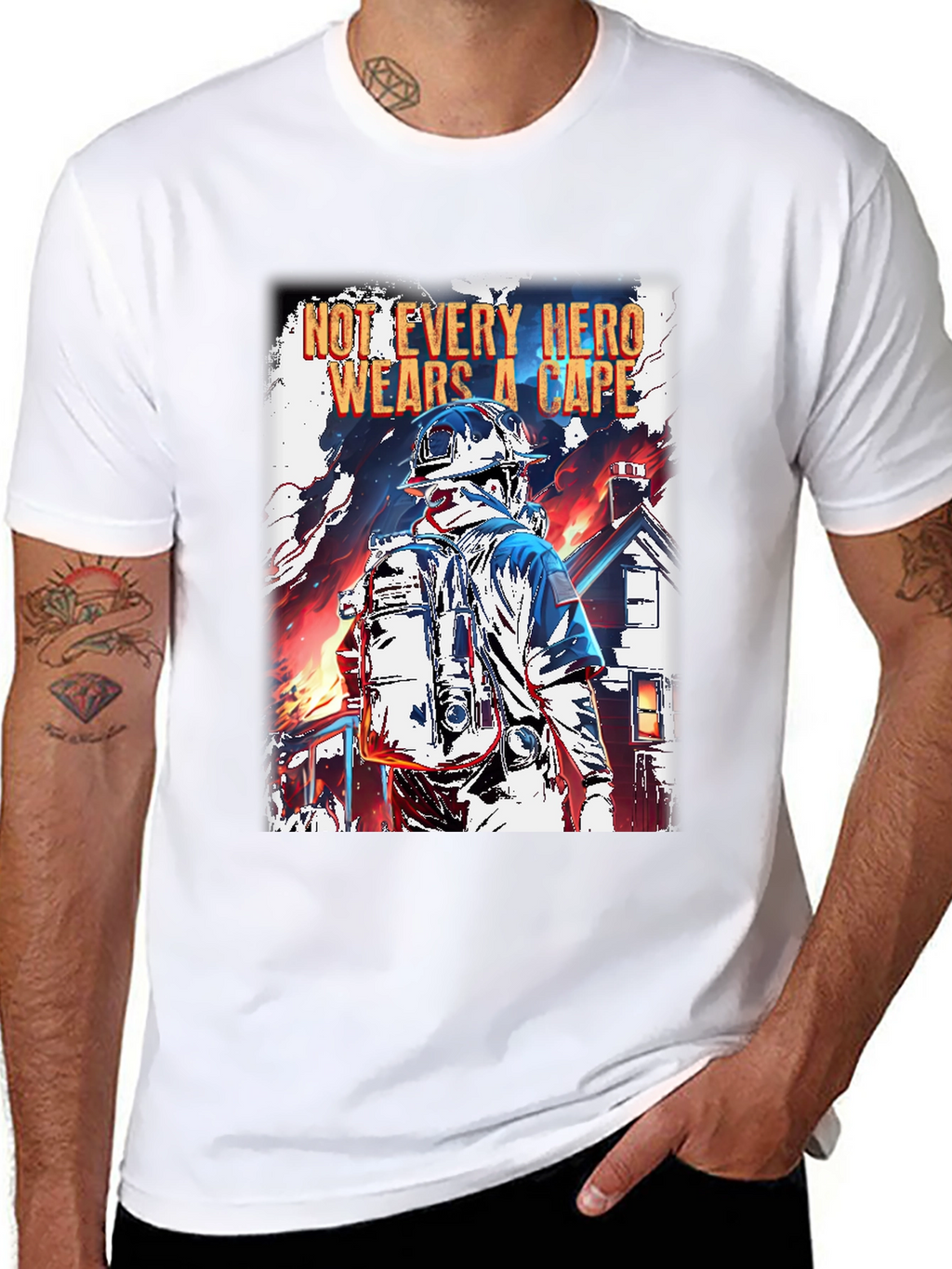 Hero Firefighter Graphic T-Shirt - Black