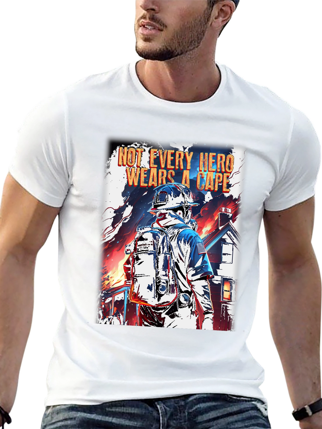 Hero Firefighter Graphic T-Shirt - Black