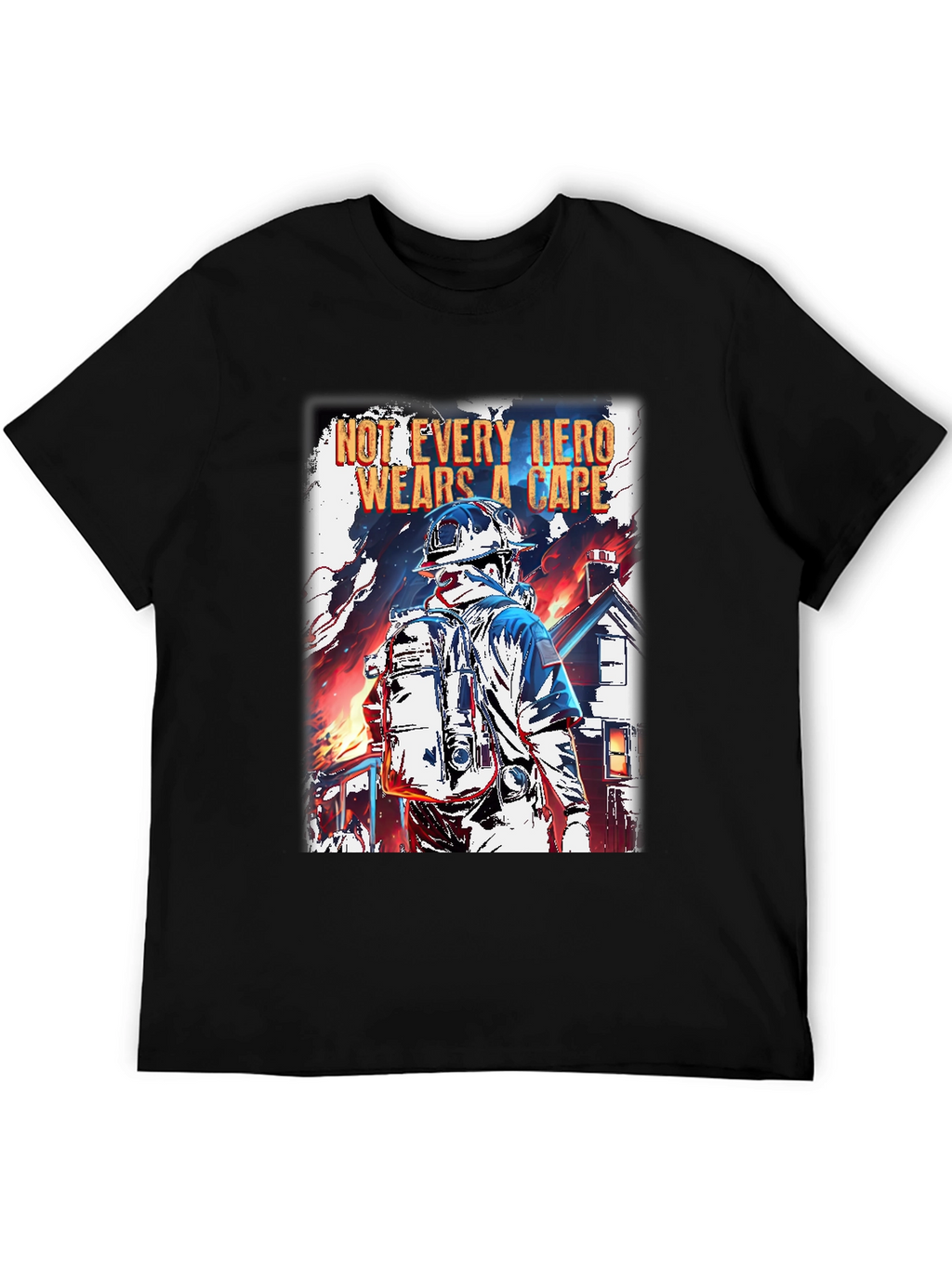 Hero Firefighter Graphic T-Shirt - Black