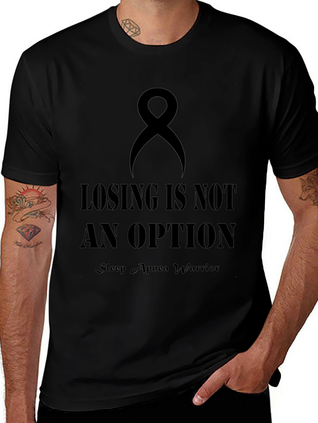 Sleep Apnea Warrior Awareness Black T-Shirt