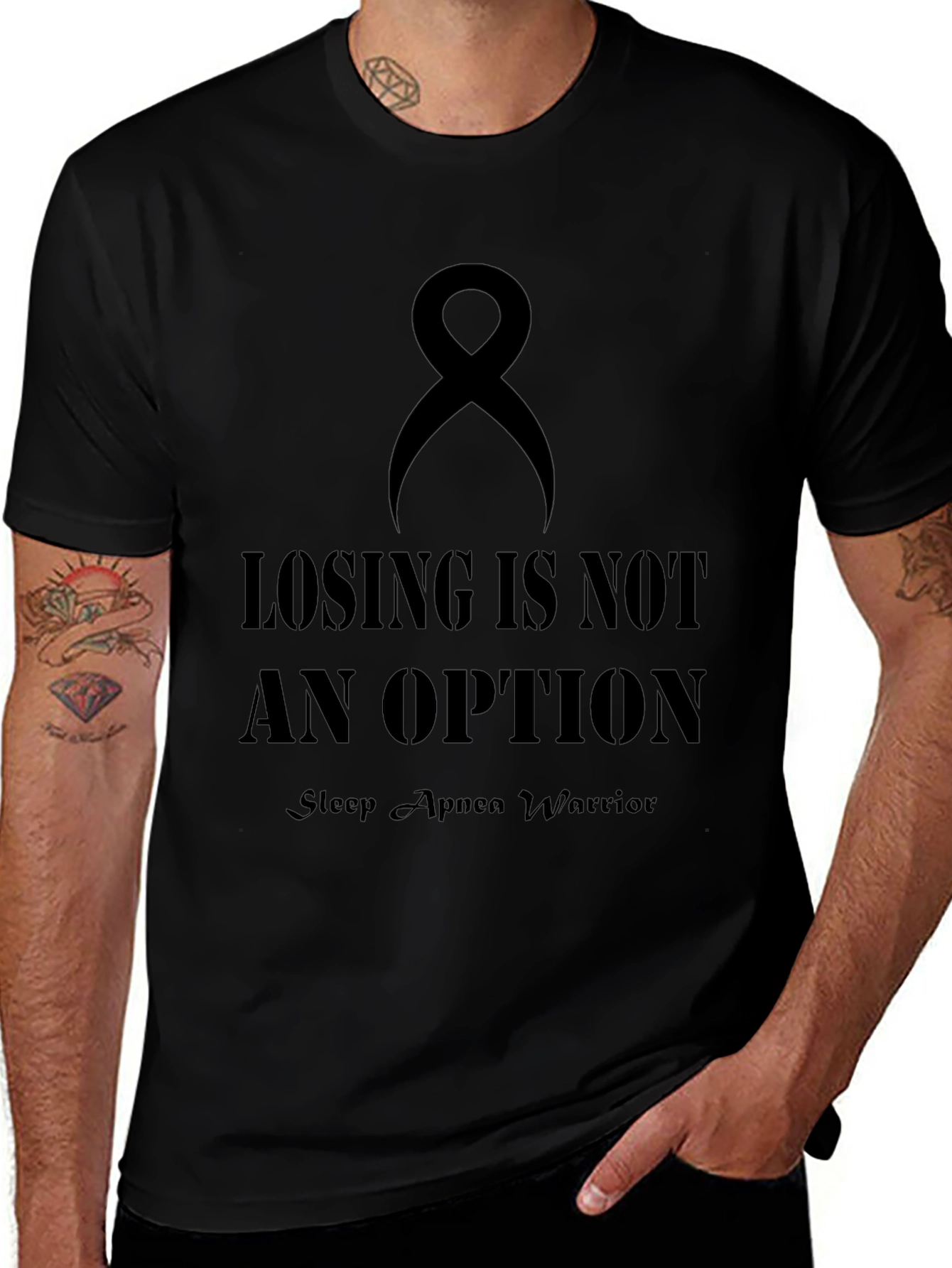 Sleep Apnea Warrior Awareness Black T-Shirt