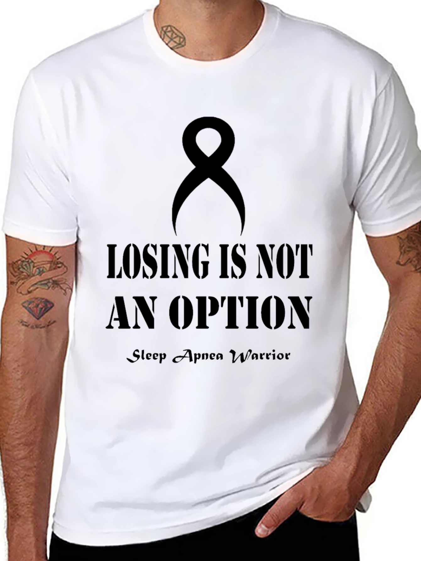 Sleep Apnea Warrior Awareness Black T-Shirt