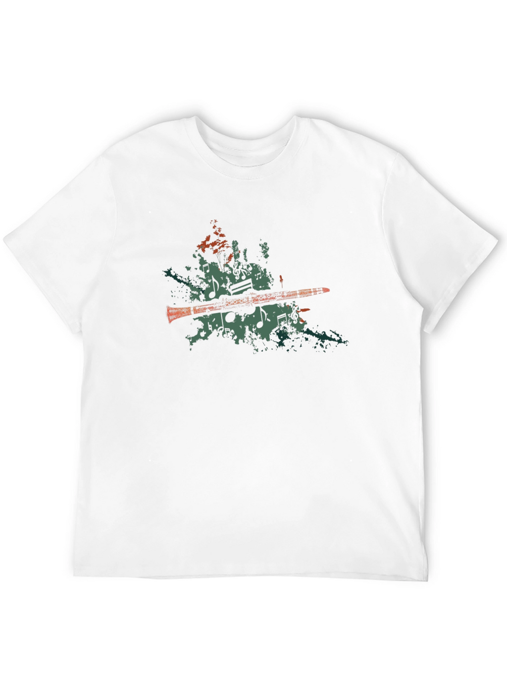 Musical Notes Clarinet Graphic Tee - Black