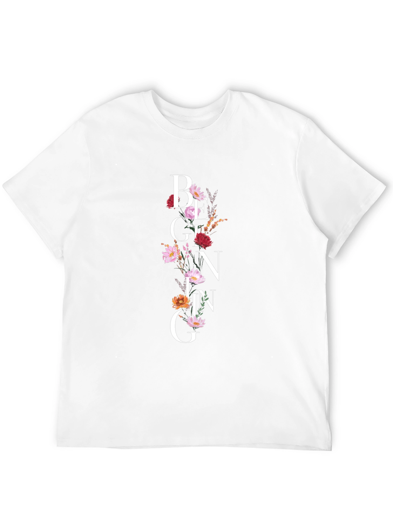 Floral Beginning Graphic Black T-Shirt