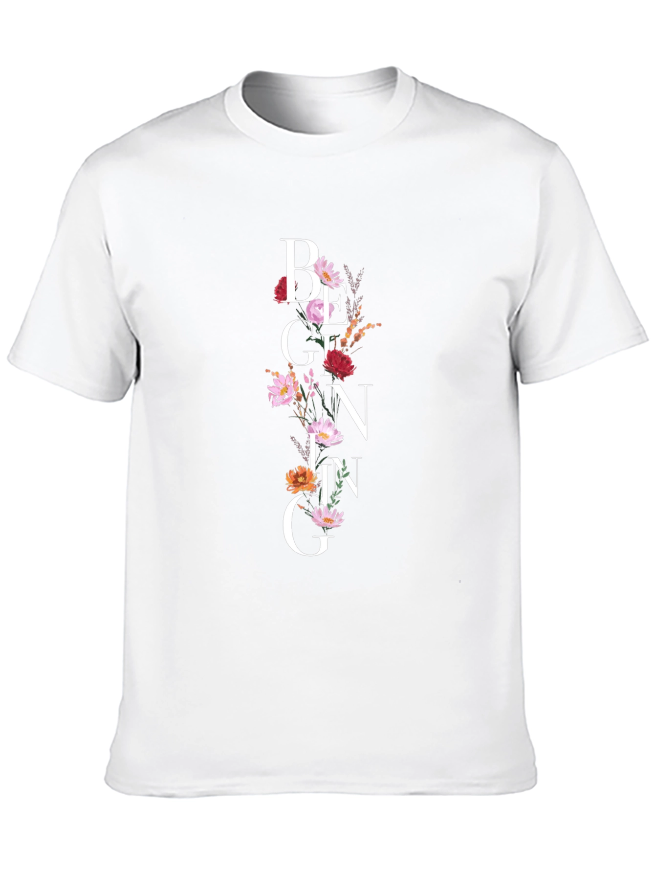 Floral Beginning Graphic Black T-Shirt