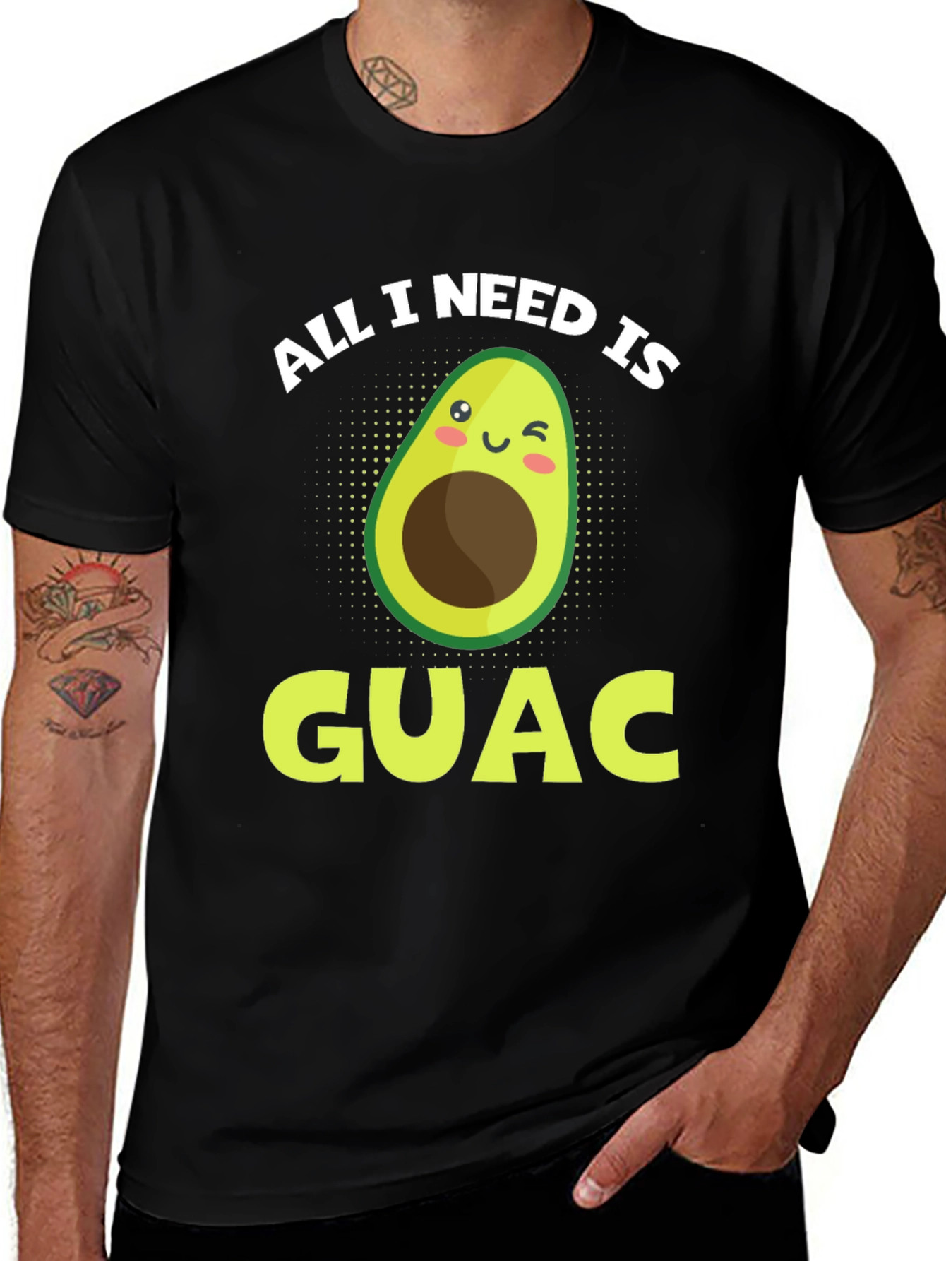 All I Need Is Guac Funny Avocado Graphic T-Shirt