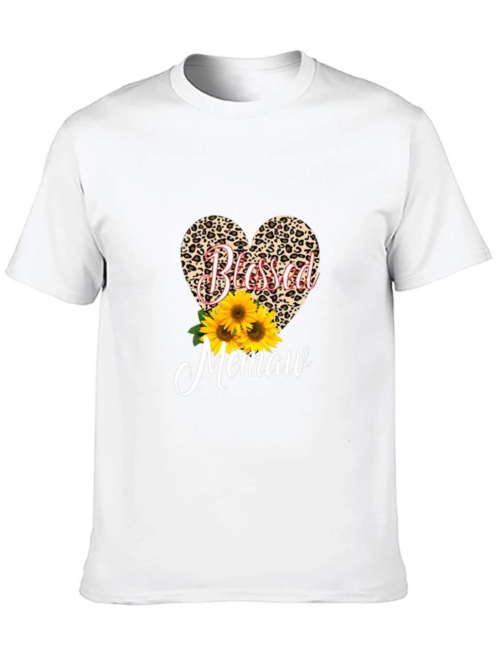 Blessed Memaw Leopard Heart T-Shirt