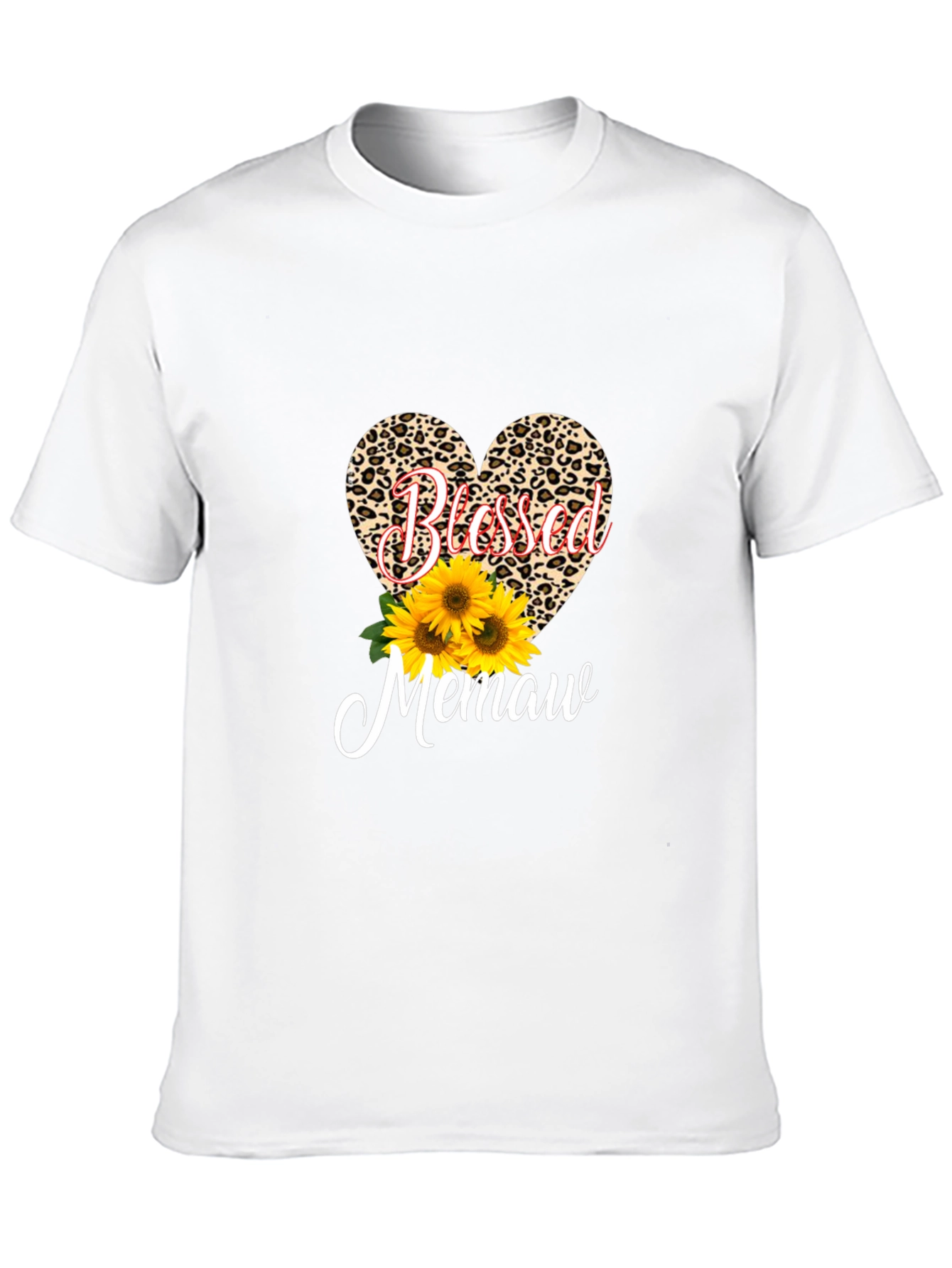 Blessed Memaw Leopard Heart T-Shirt