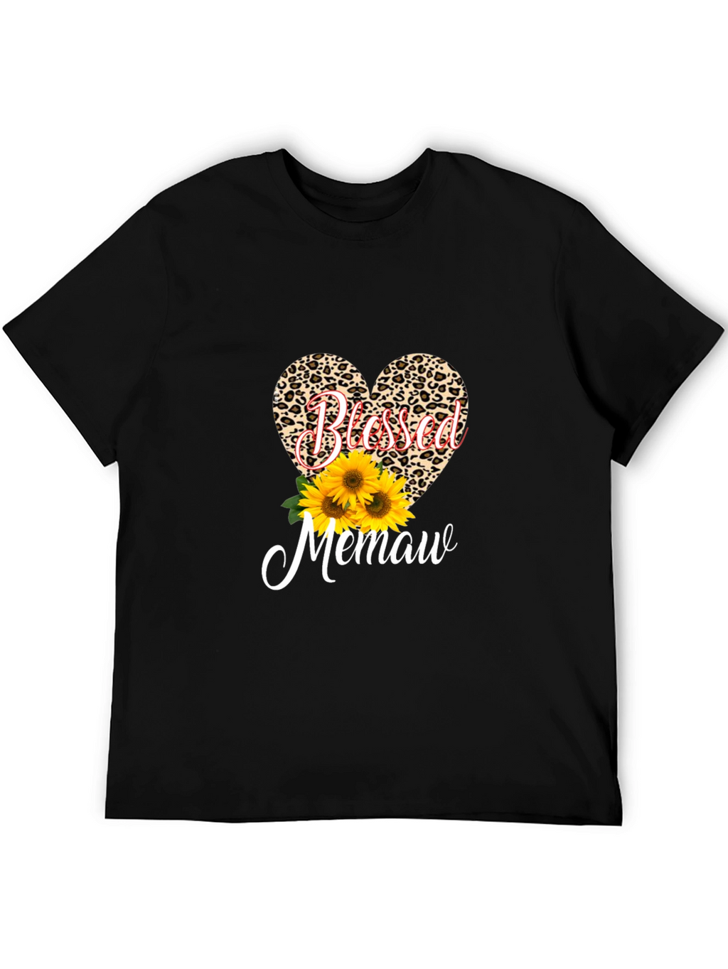 Blessed Memaw Leopard Heart T-Shirt