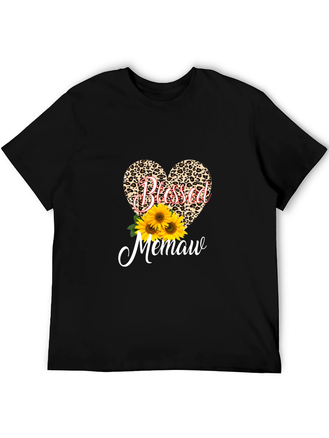 Blessed Memaw Leopard Heart T-Shirt