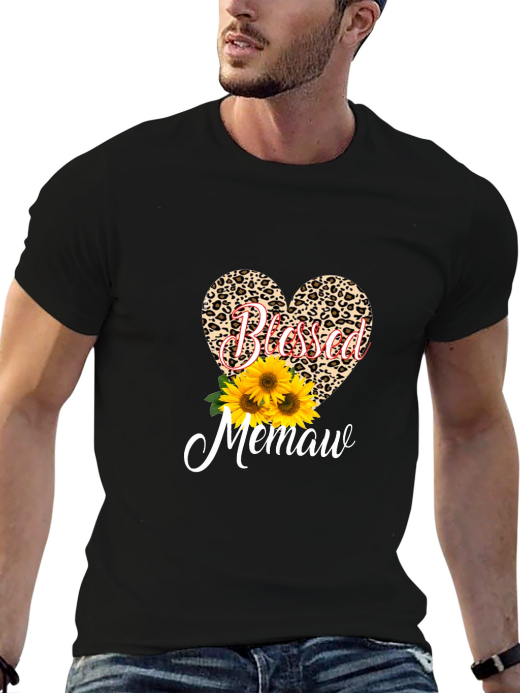 Blessed Memaw Leopard Heart T-Shirt