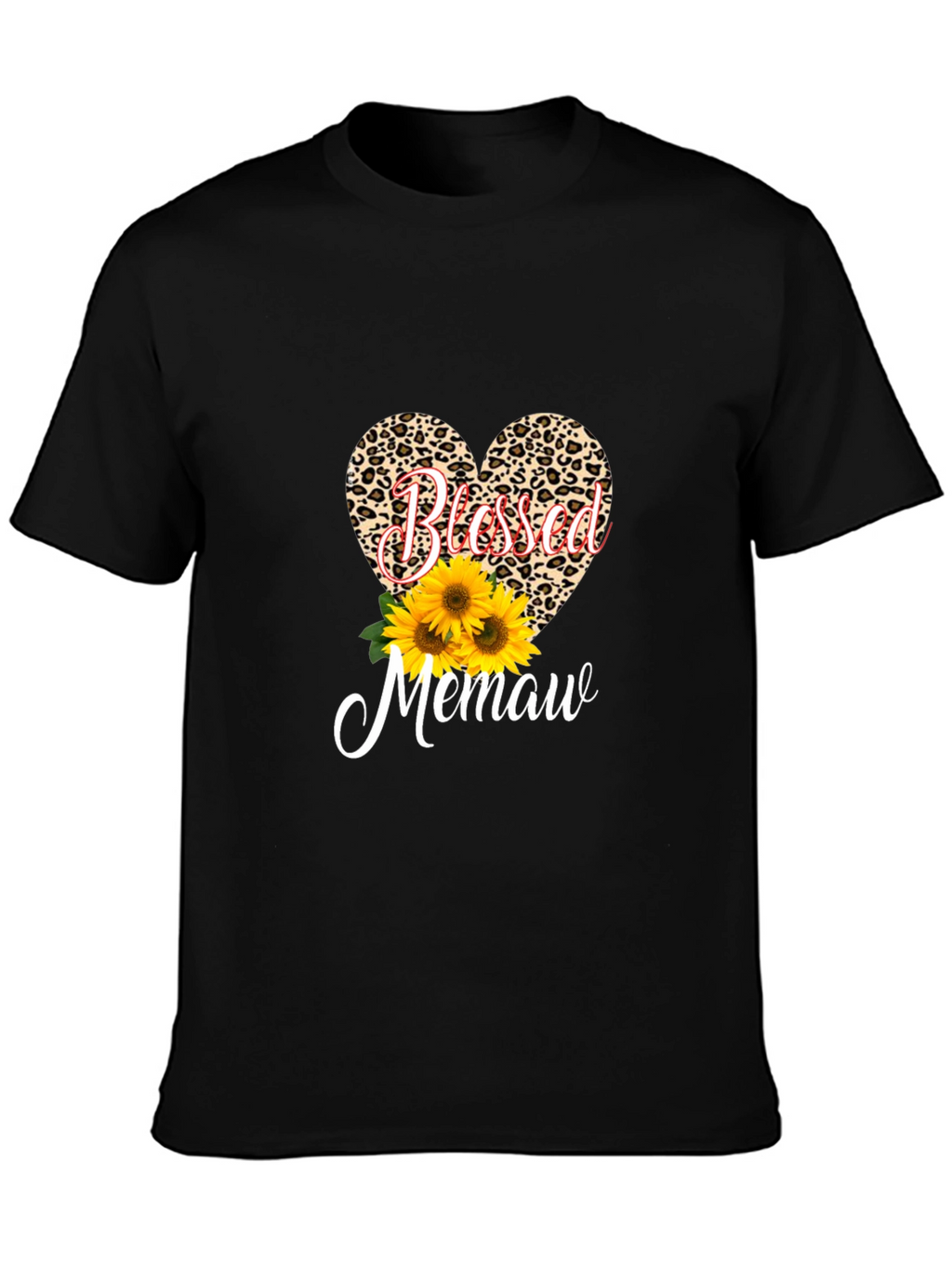 Blessed Memaw Leopard Heart T-Shirt