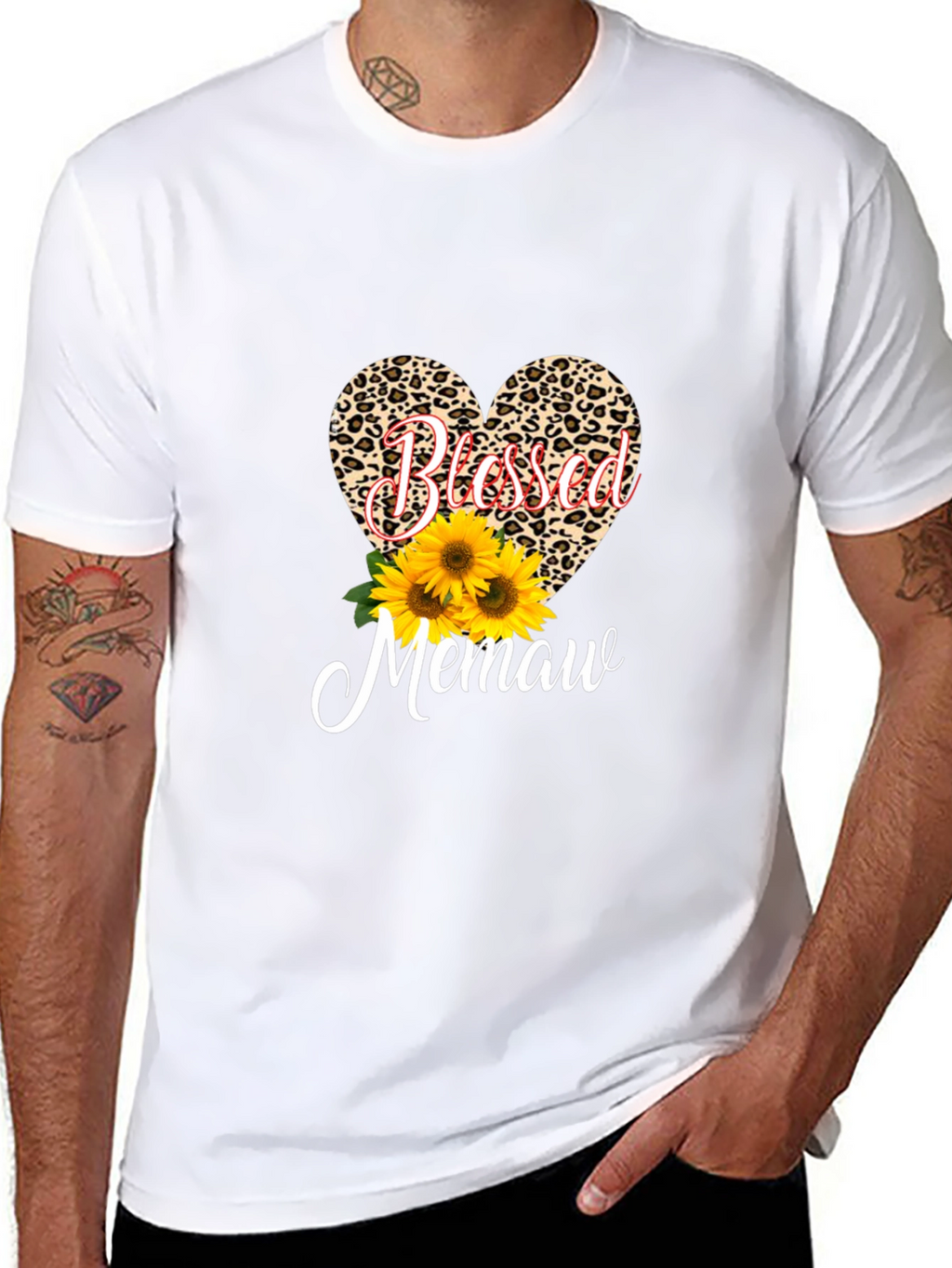 Blessed Memaw Leopard Heart T-Shirt