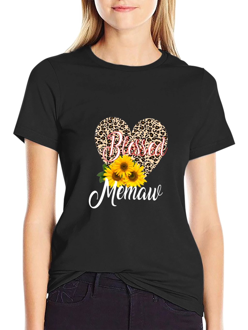 Blessed Memaw Leopard Heart T-Shirt
