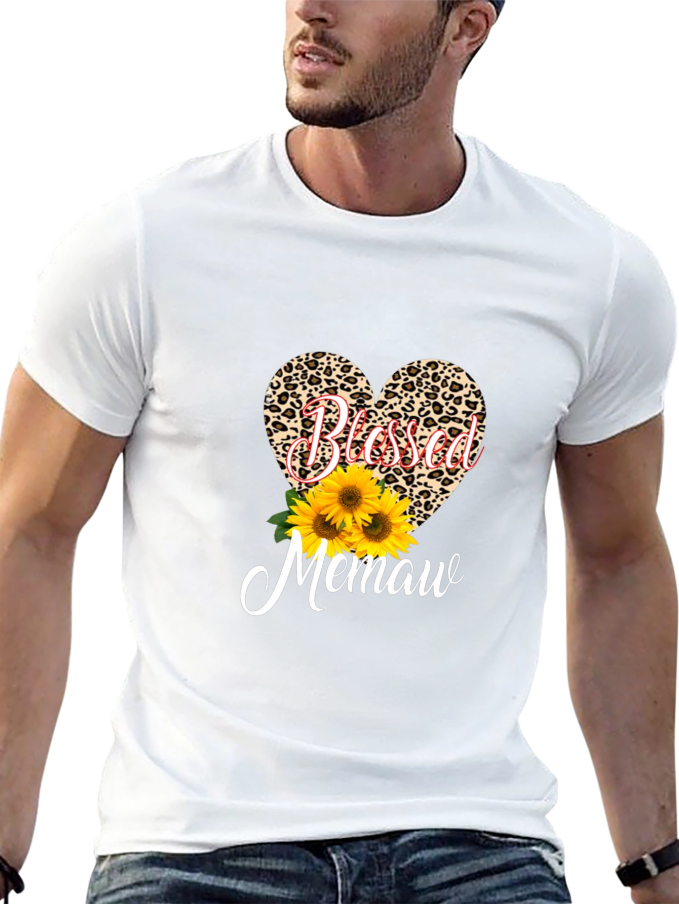 Blessed Memaw Leopard Heart T-Shirt