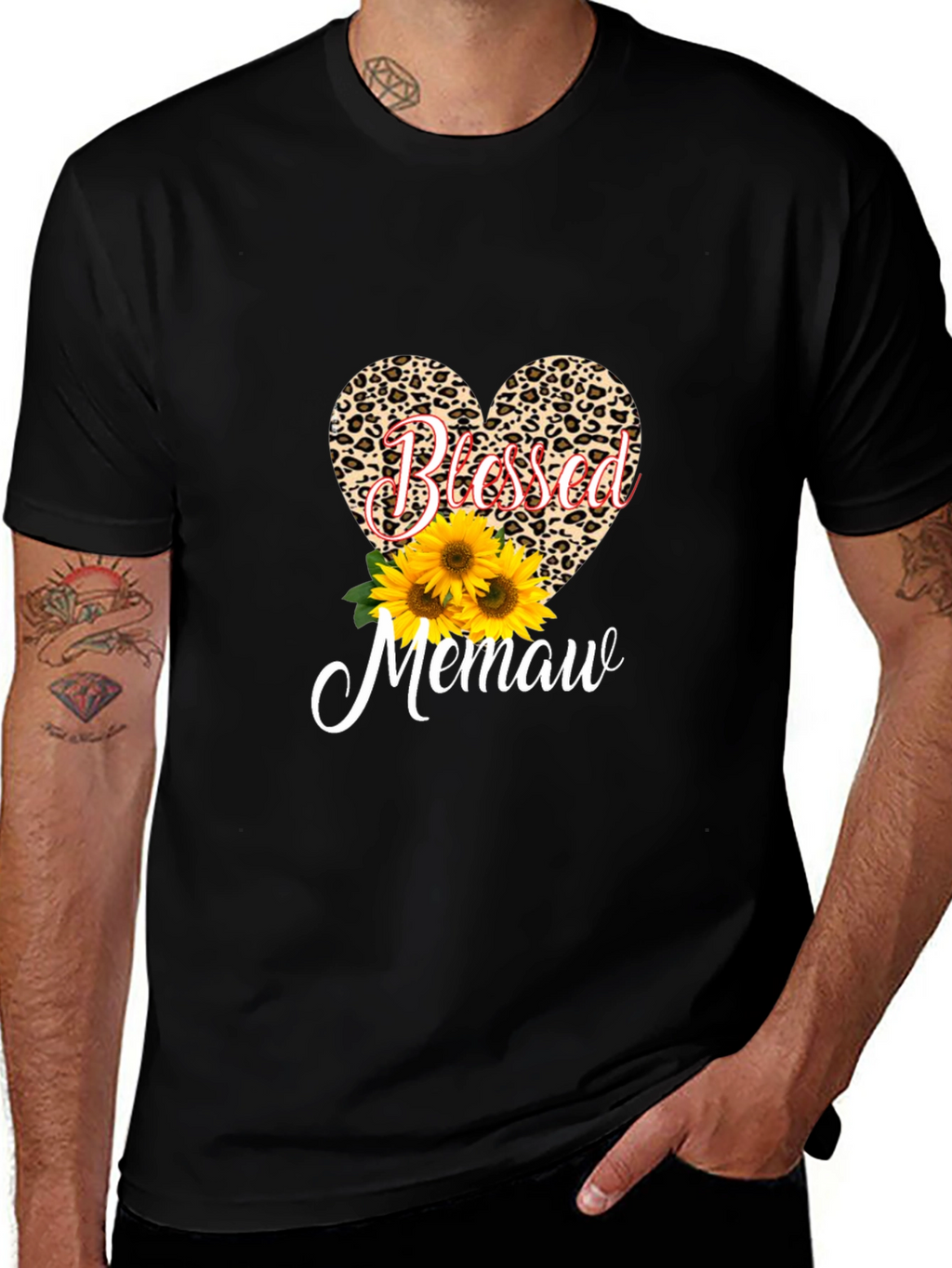 Blessed Memaw Leopard Heart T-Shirt
