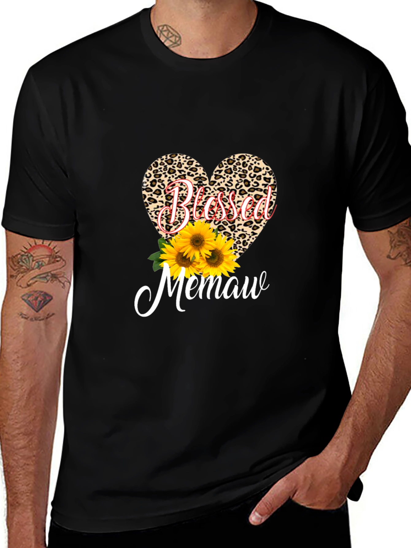 Blessed Memaw Leopard Heart T-Shirt