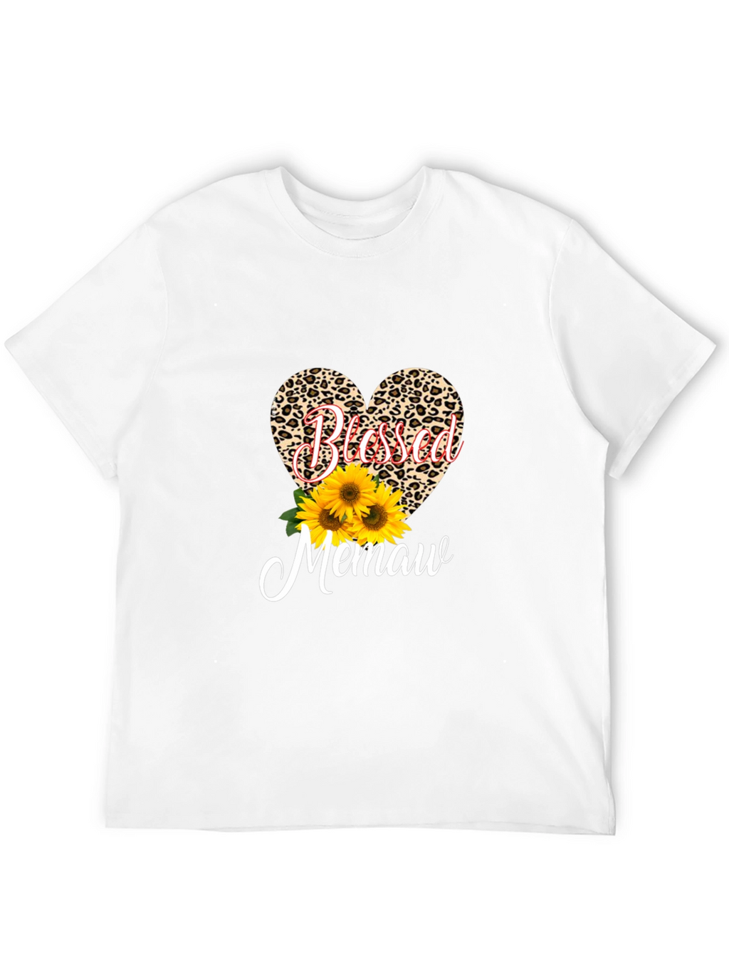Blessed Memaw Leopard Heart T-Shirt