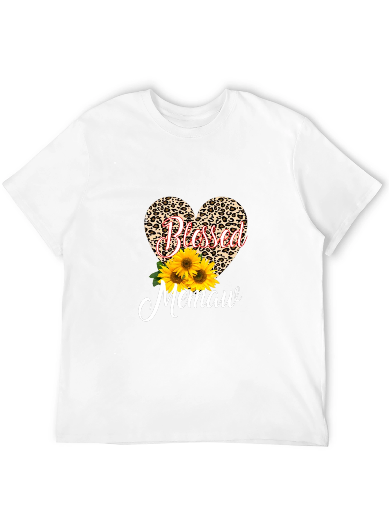 Blessed Memaw Leopard Heart T-Shirt