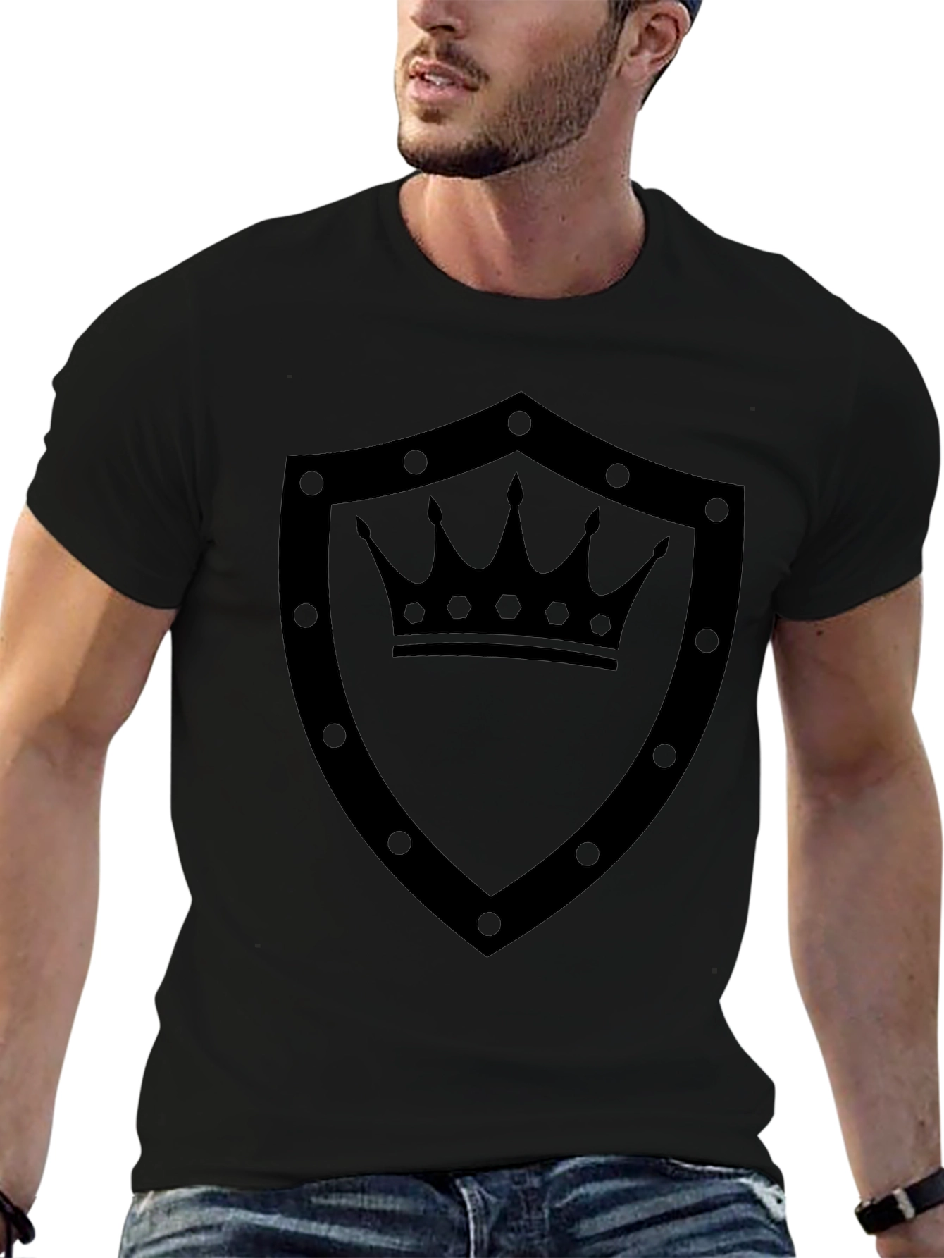 Royal Crown Shield Mens Black Graphic Tee