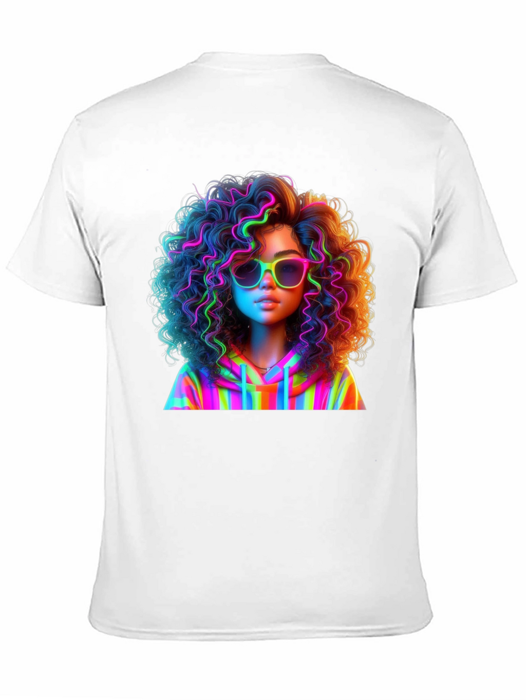 Neon Rainbow Afro Graphic T-Shirt