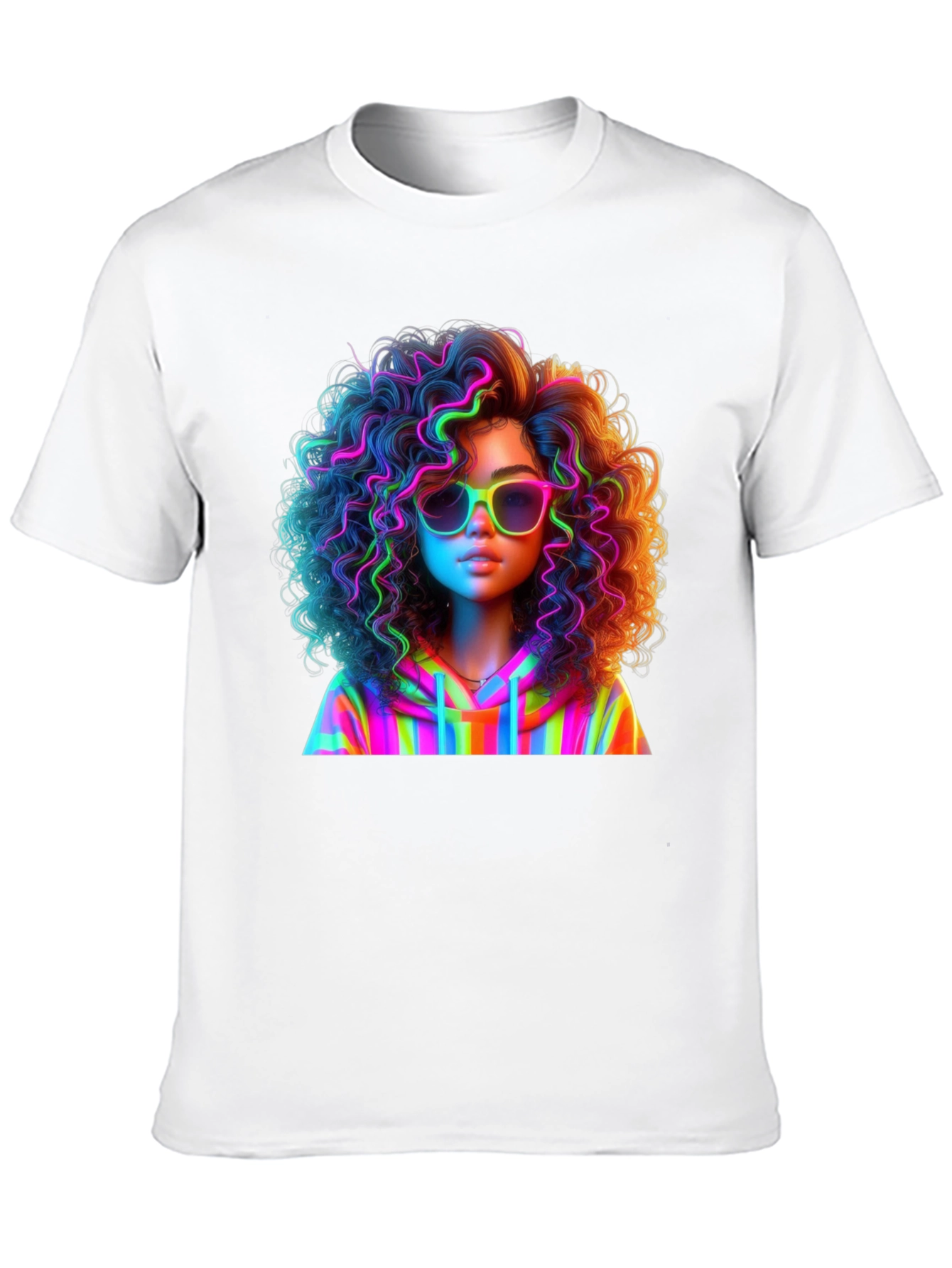 Neon Rainbow Afro Graphic T-Shirt