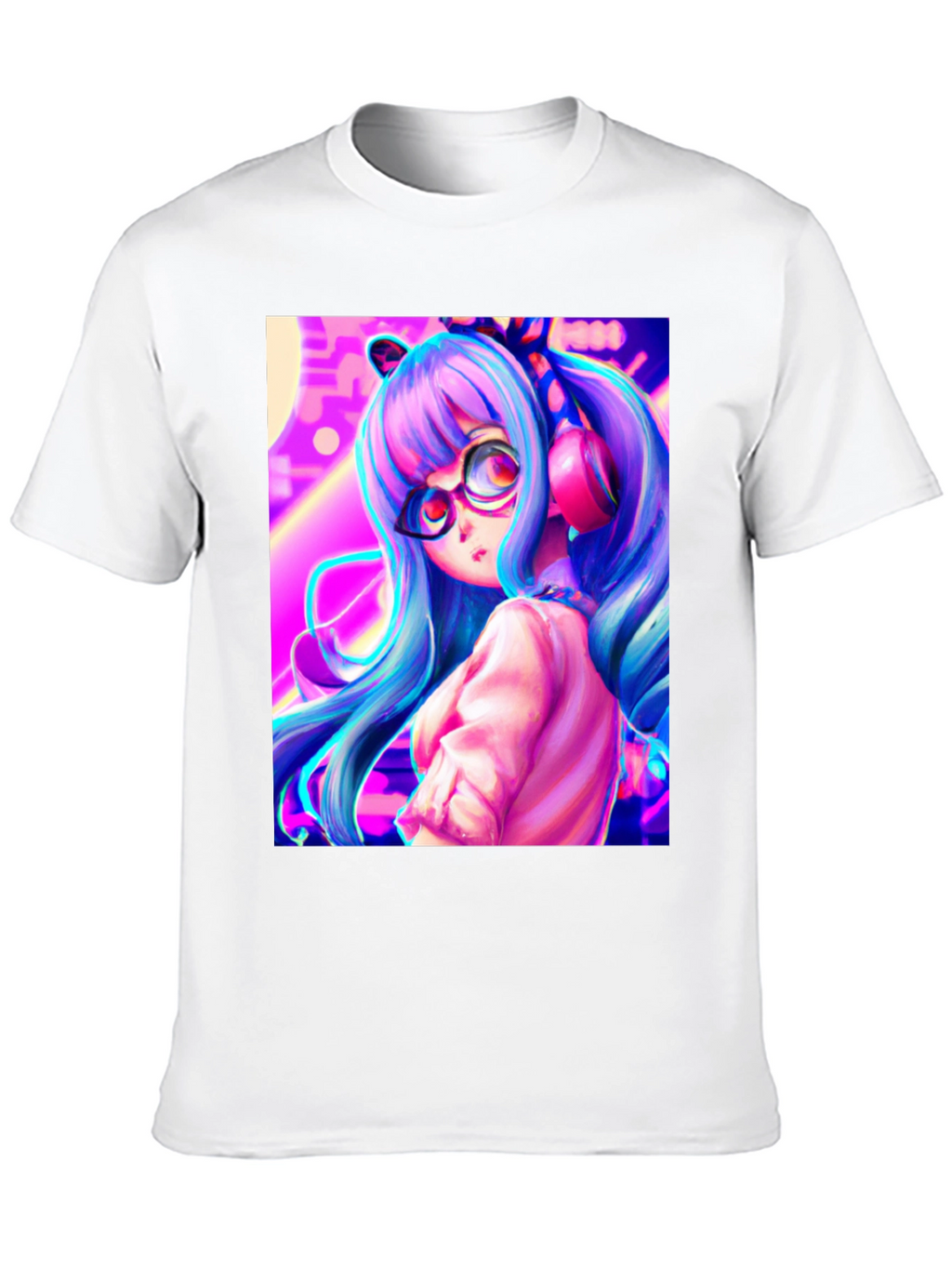 Anime Girl Graphic Tee - Black Cotton Shirt