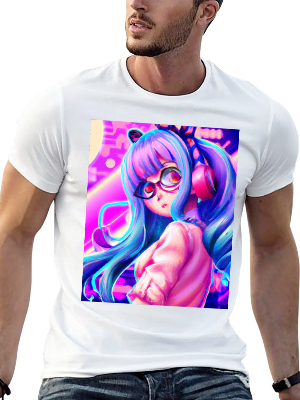Anime Girl Graphic Tee - Black Cotton Shirt