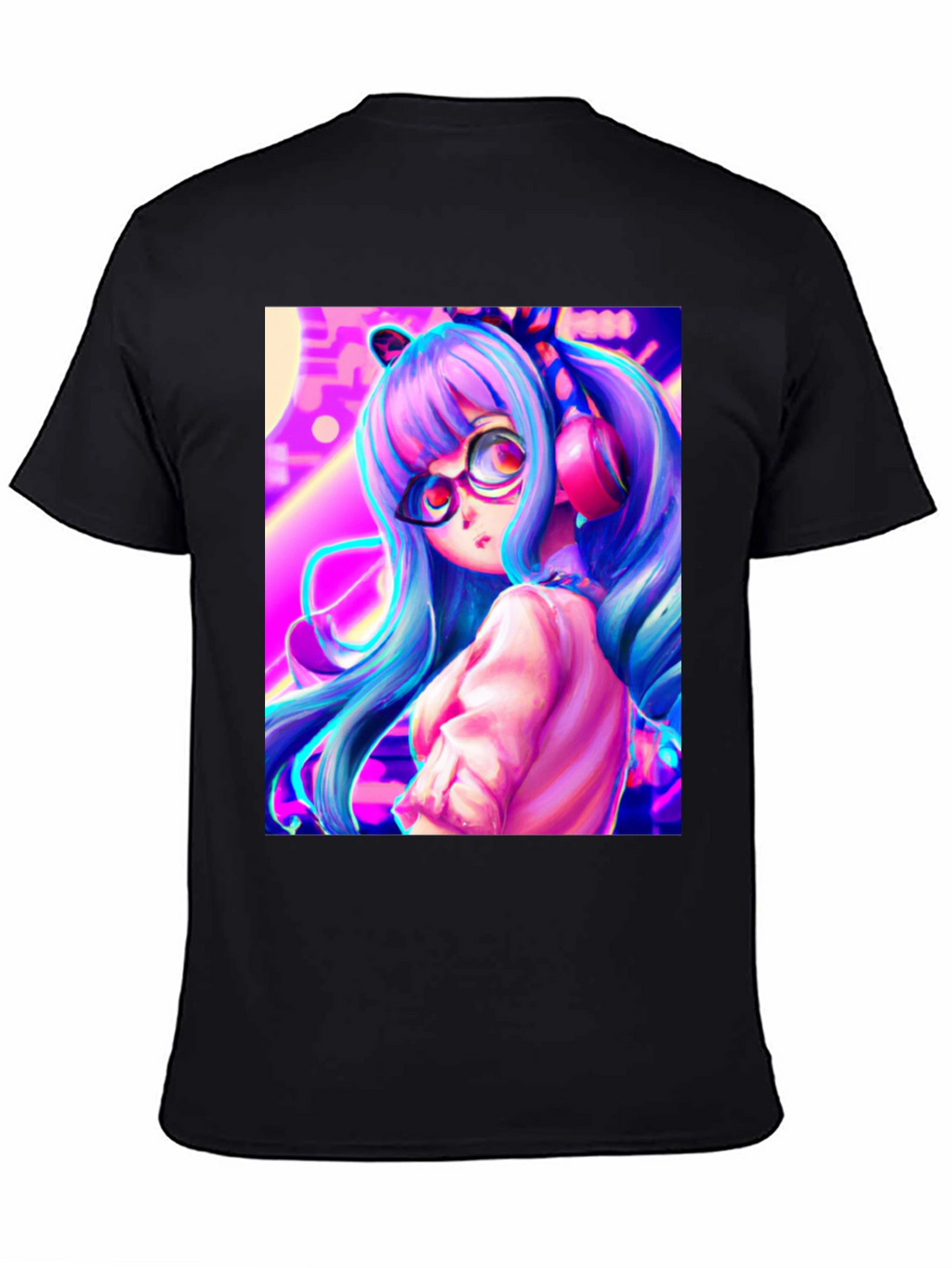 Anime Girl Graphic Tee - Black Cotton Shirt
